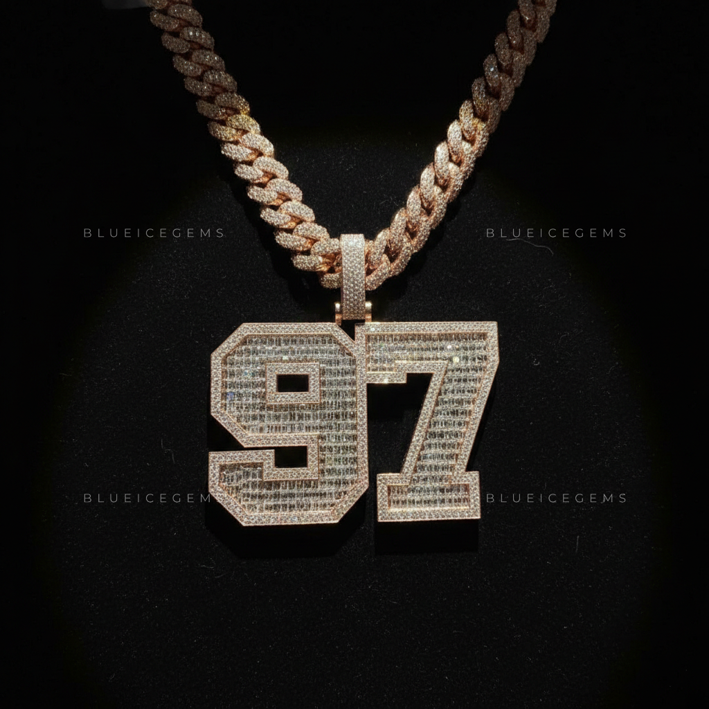 The "97" Legacy: Baguette-Fusion Collegiate Block & Rose Gold Cuban Set