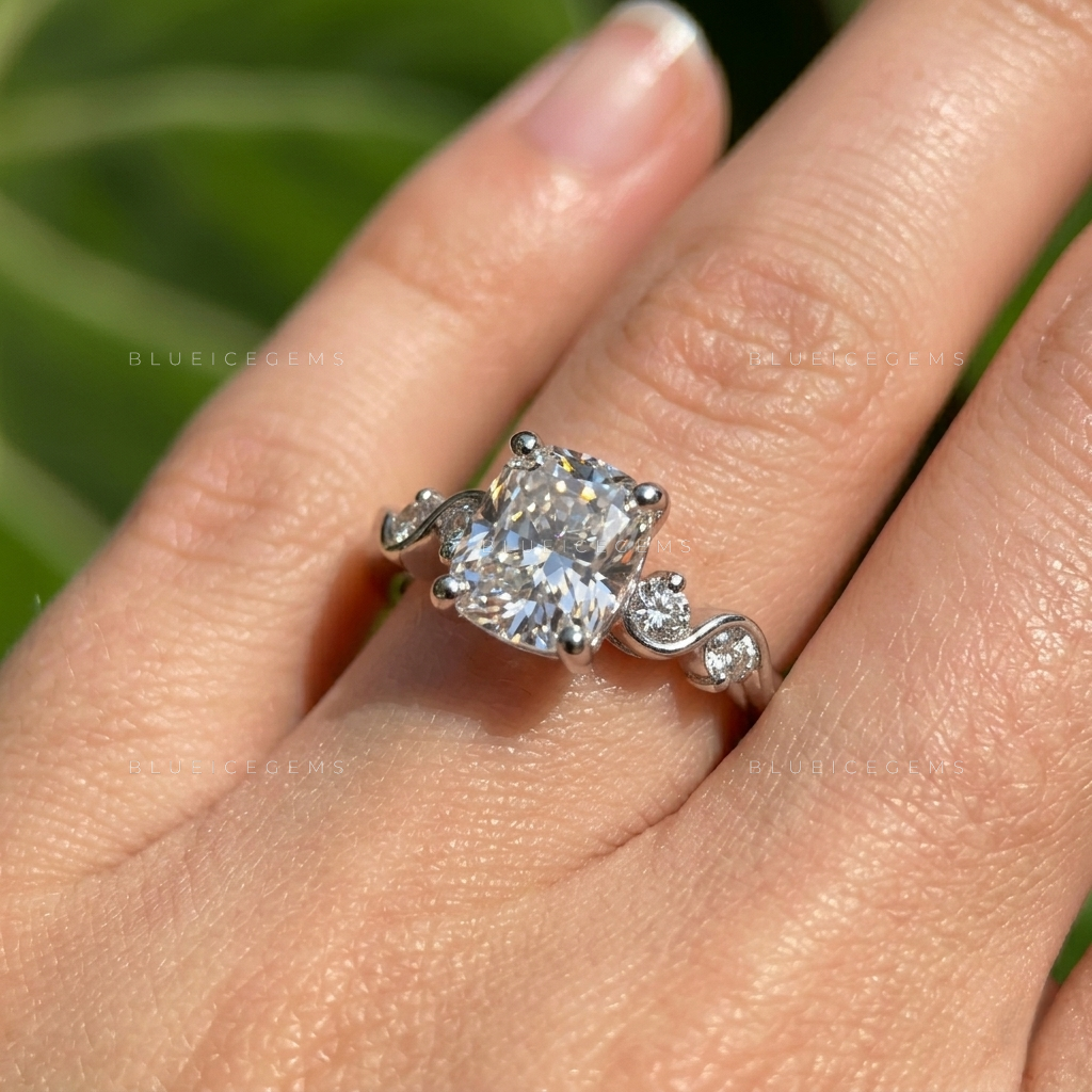Exquisite Harmony Cushion Cut Five Stone Engagement Ring