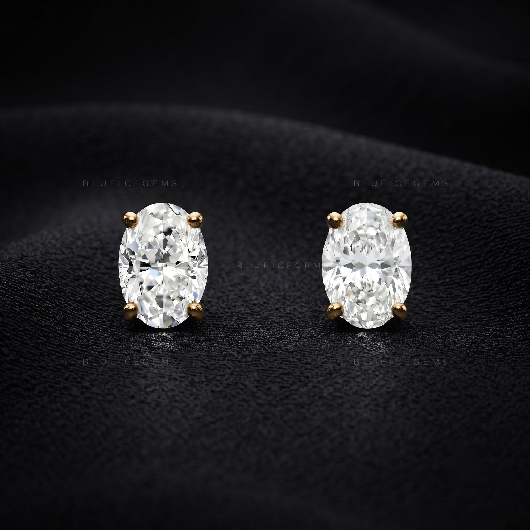 Silken Oval Lab-Grown Diamond Four-Prong Stud Earrings