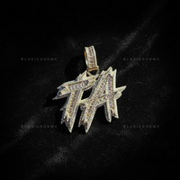 The "TA" Electric Signature: Baguette Mosaic & Jagged Bolt Initial Pendant