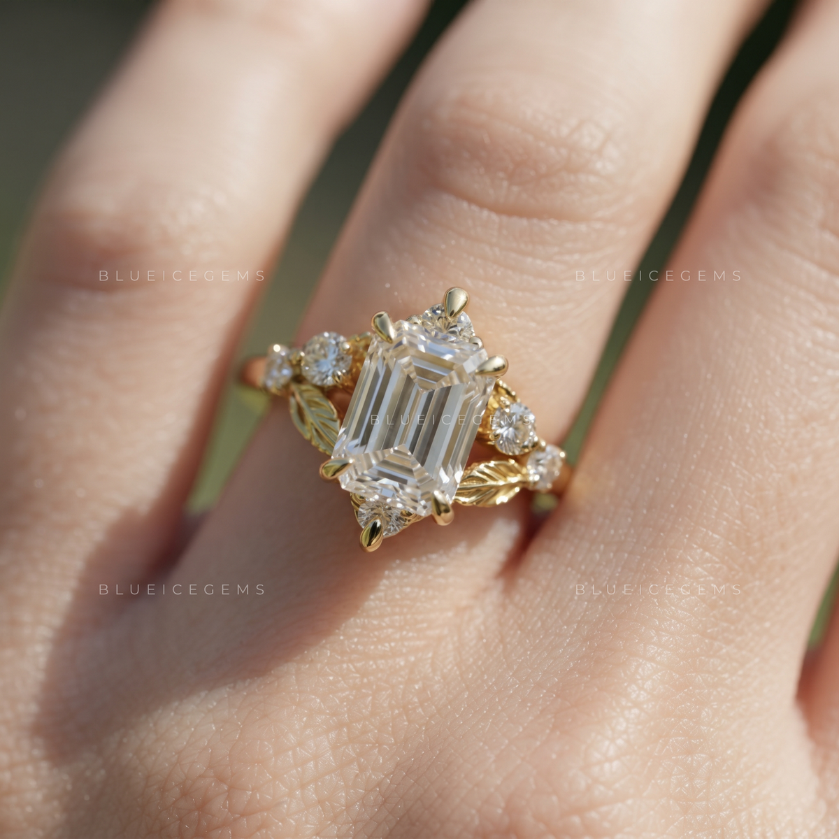 Blossom Floral Elongated Hexagon Engagement Ring