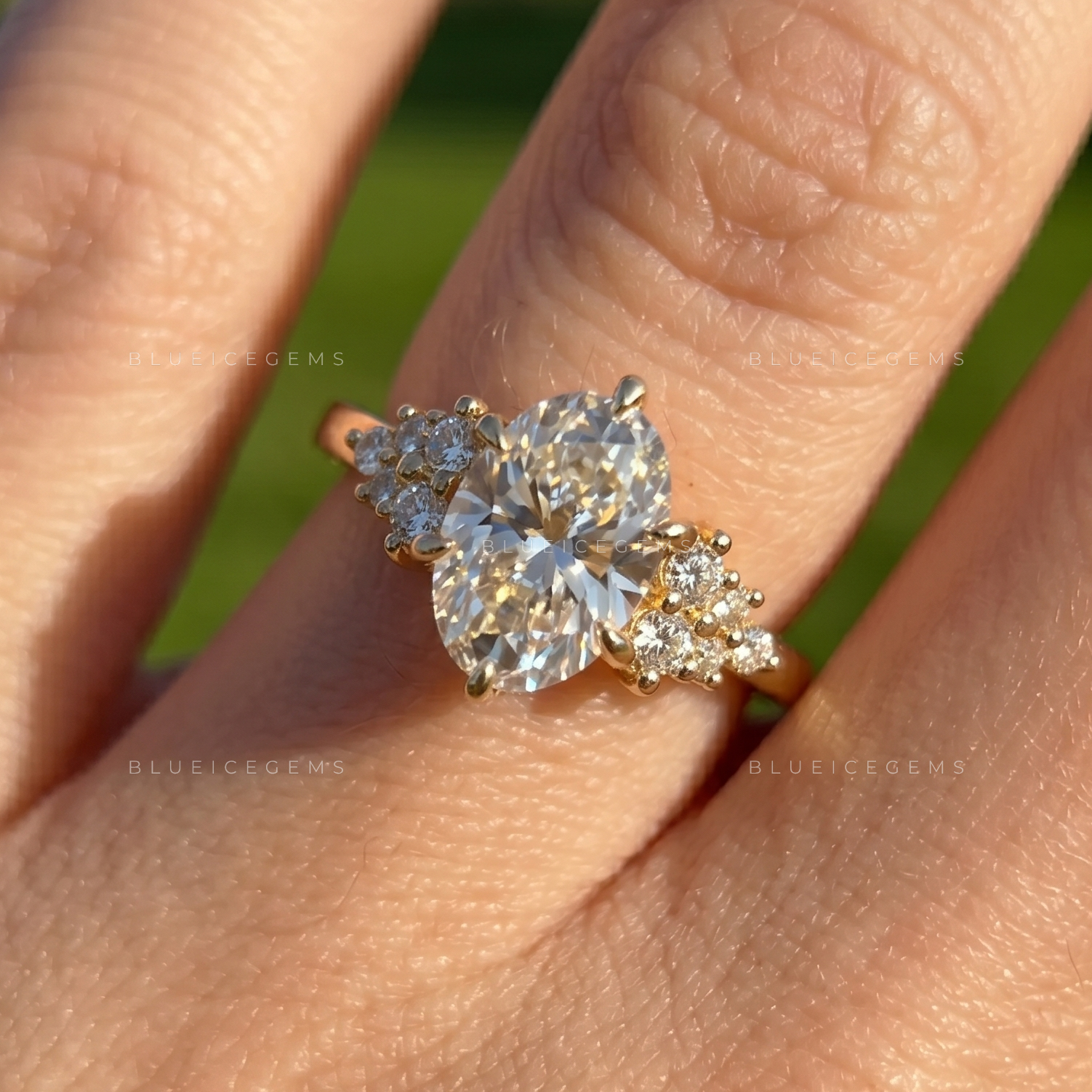 Serenade of Light Elongated Oval Pavé Engagement Ring