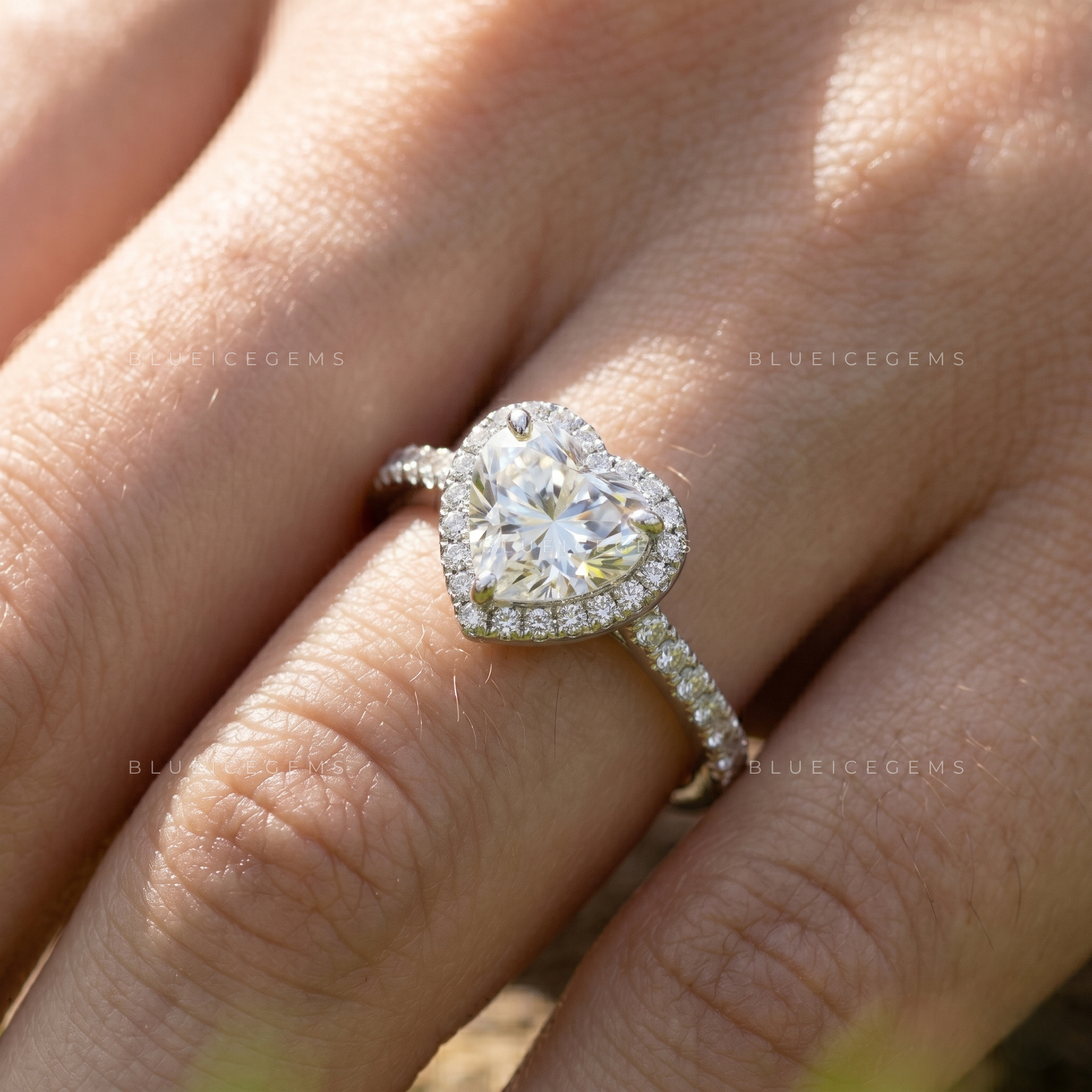 Amore Whisper Heart Cut Delicate Pavé Accent Engagement Ring