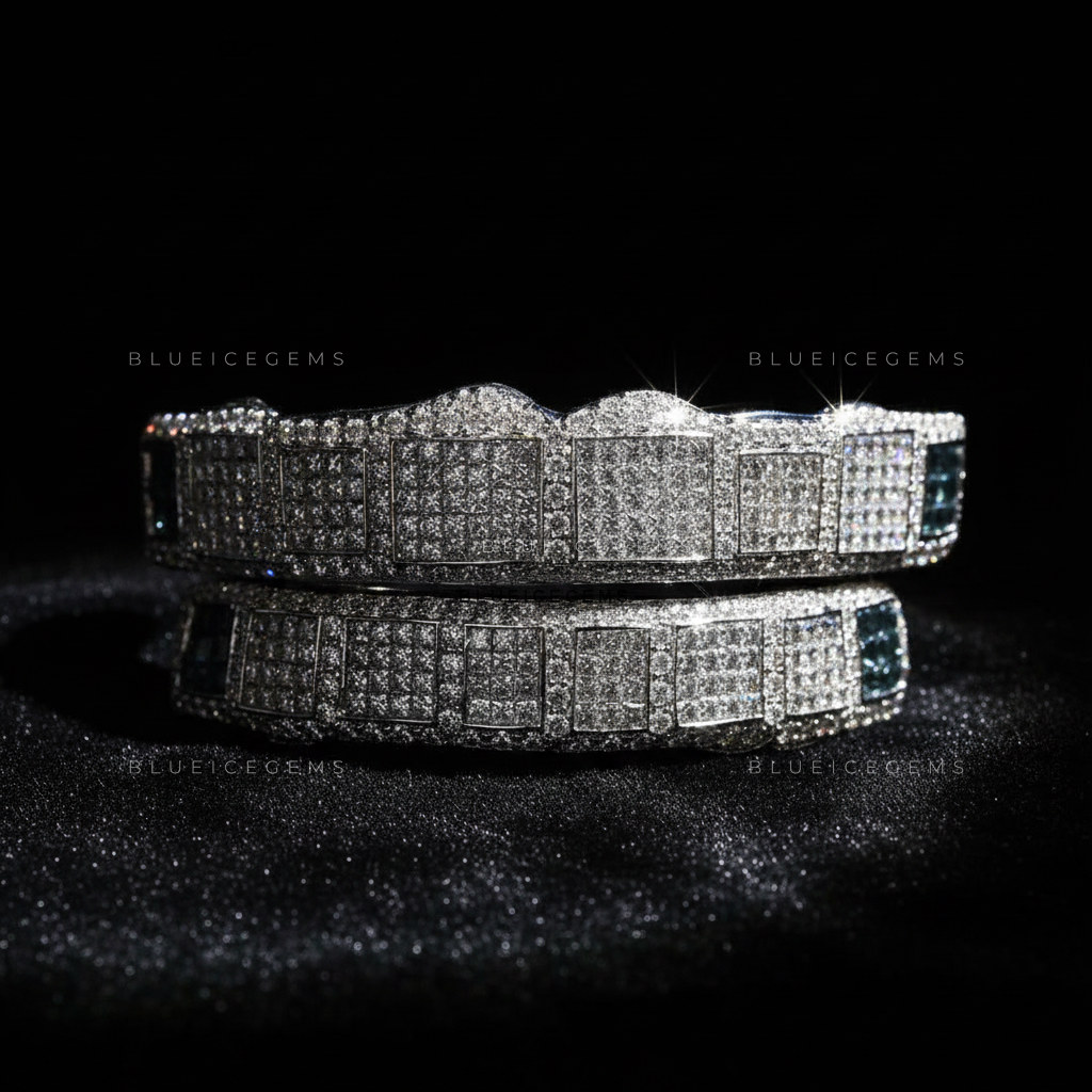 Iced-Out Grid Block Grillz