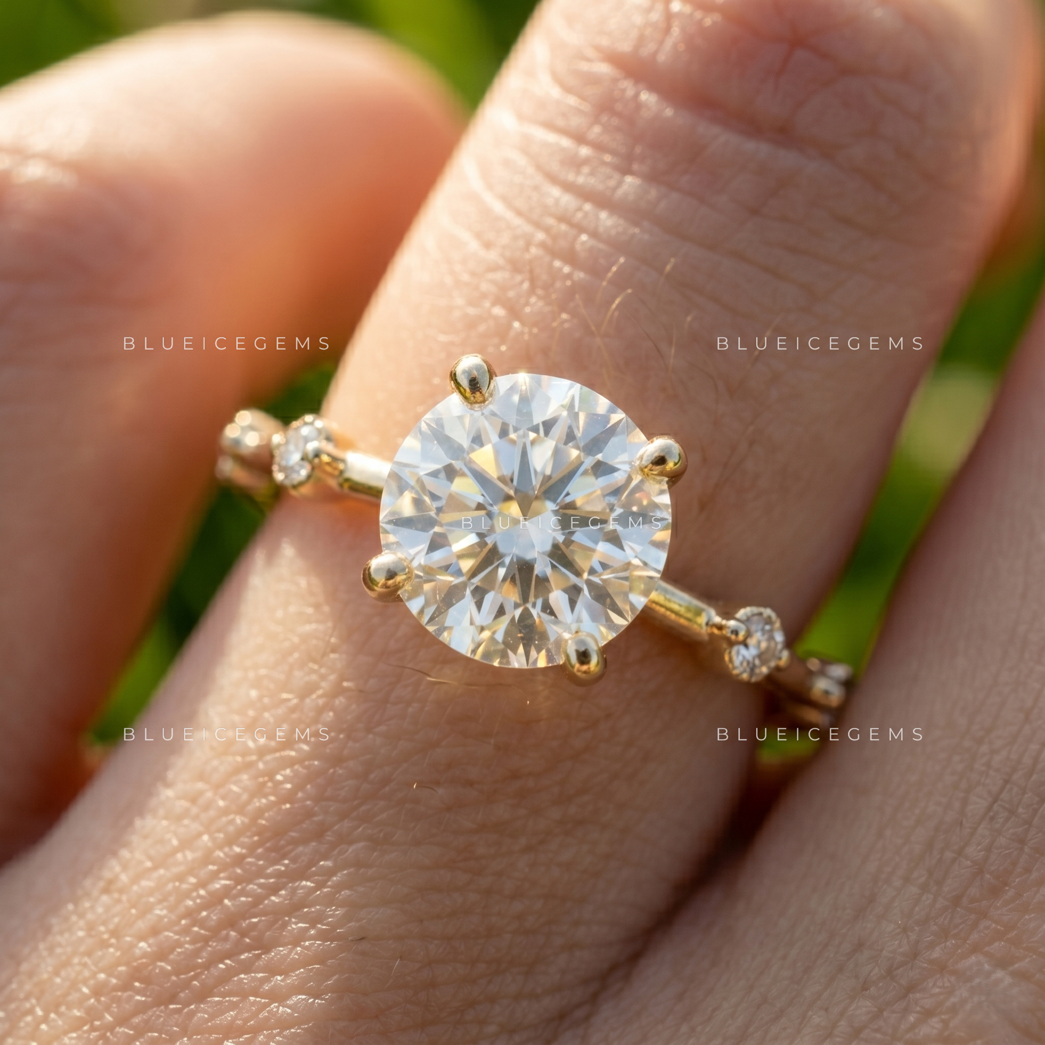 Luméa Round Brilliant Accent Engagement Ring