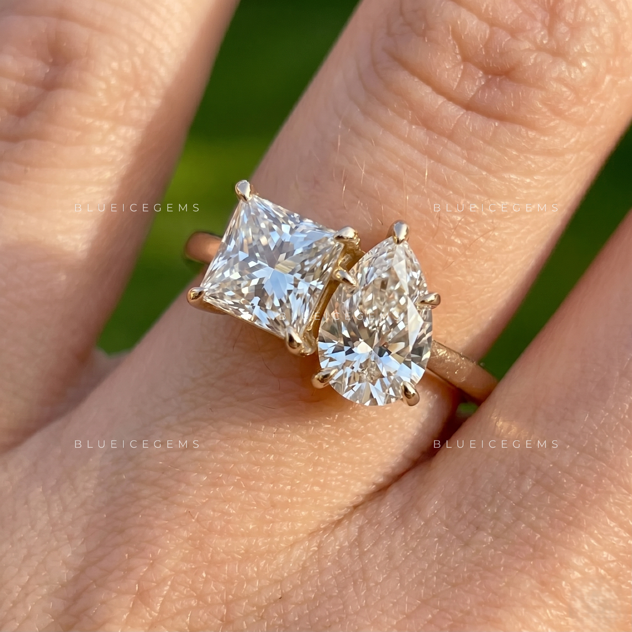 Regal Splendor Princess and Pear Engagement Ring