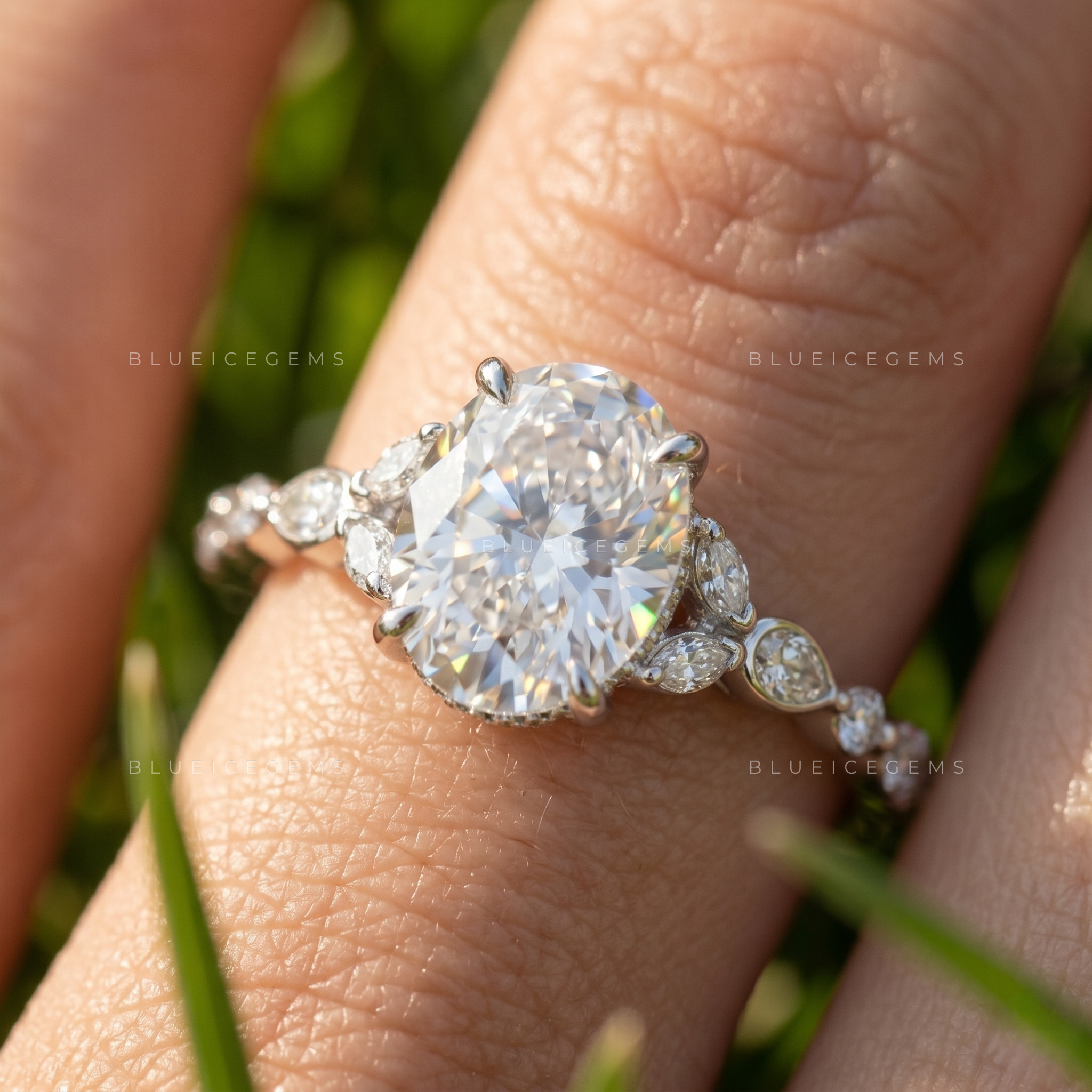 Serene Horizon Radiant Cut Classic Hidden Accent Engagement Ring