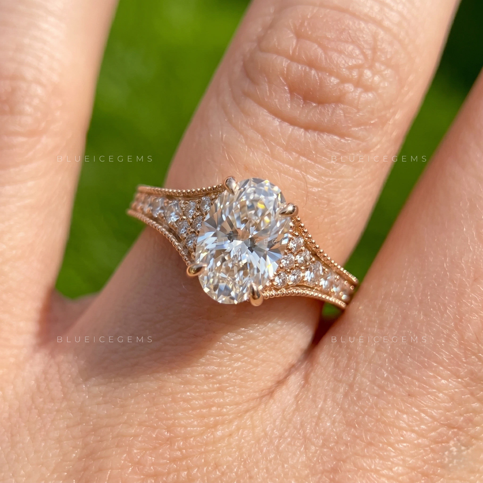Antique Splendor Oval Cut Vintage Cluster Accent Proposal Ring