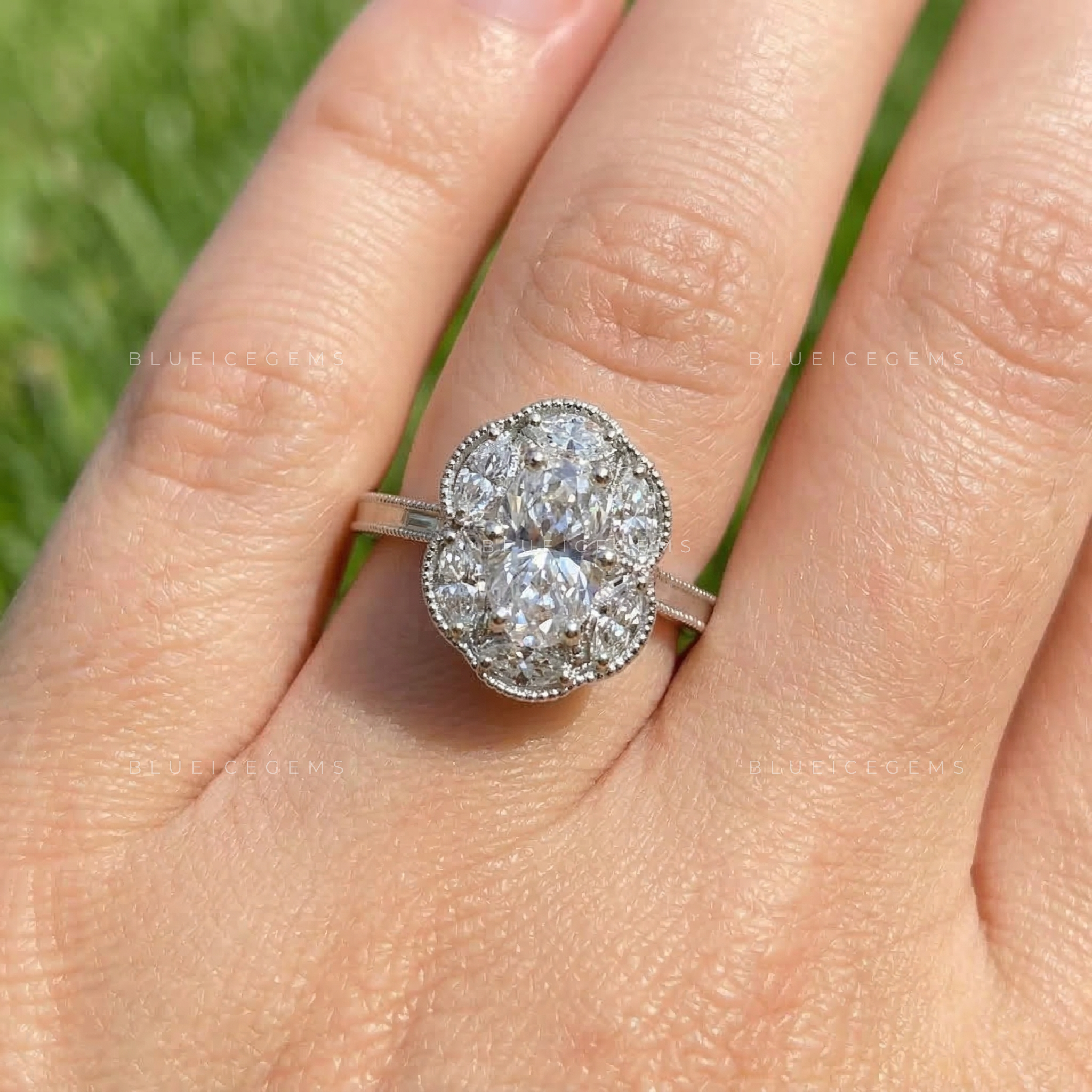 Botanical Grace Oval and Marquise Trilogy Ring