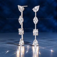 Mixed-Shape Diamond Cascade Drop Earrings