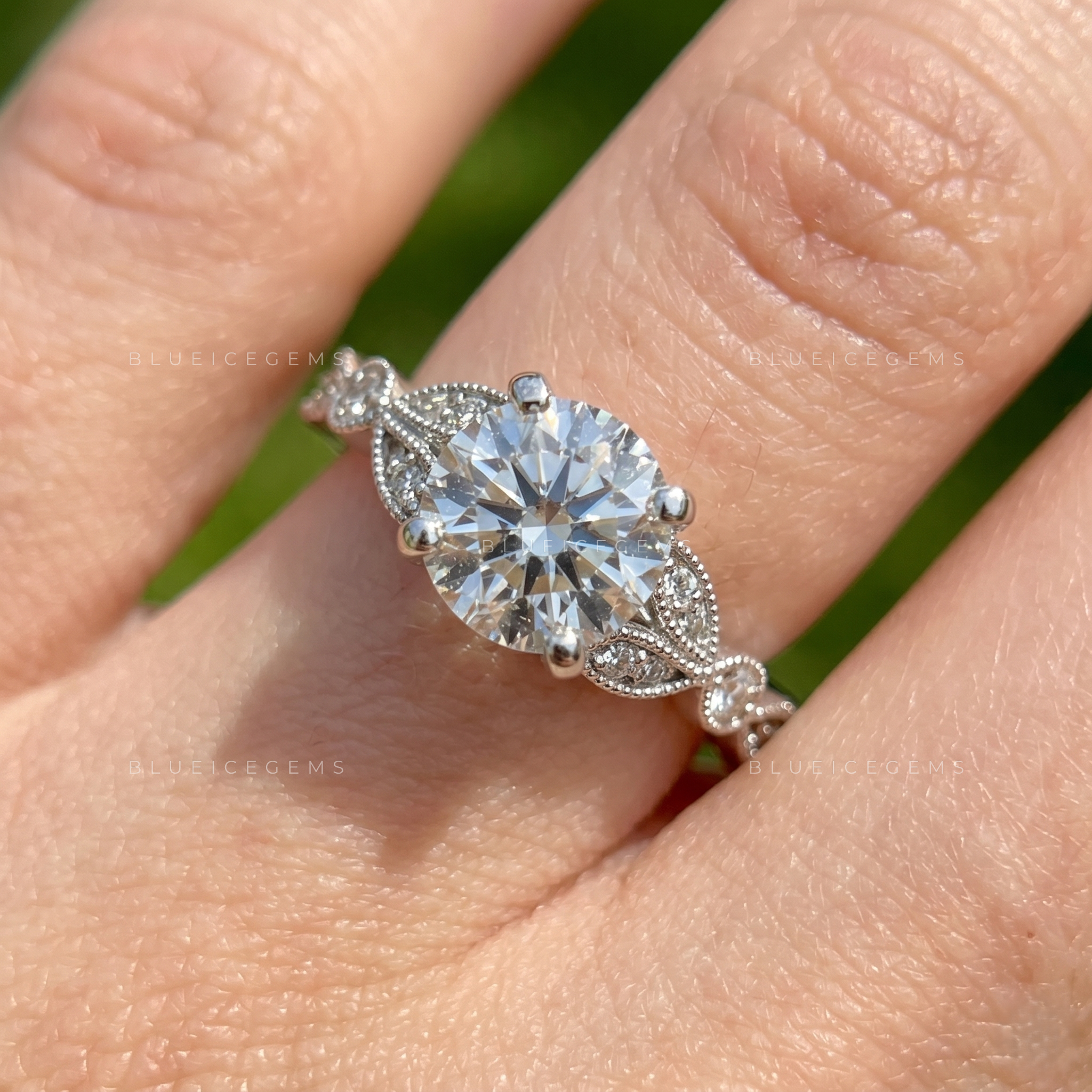Vintage Romance Round Cut Marquise Outline Milgrain Statement Ring