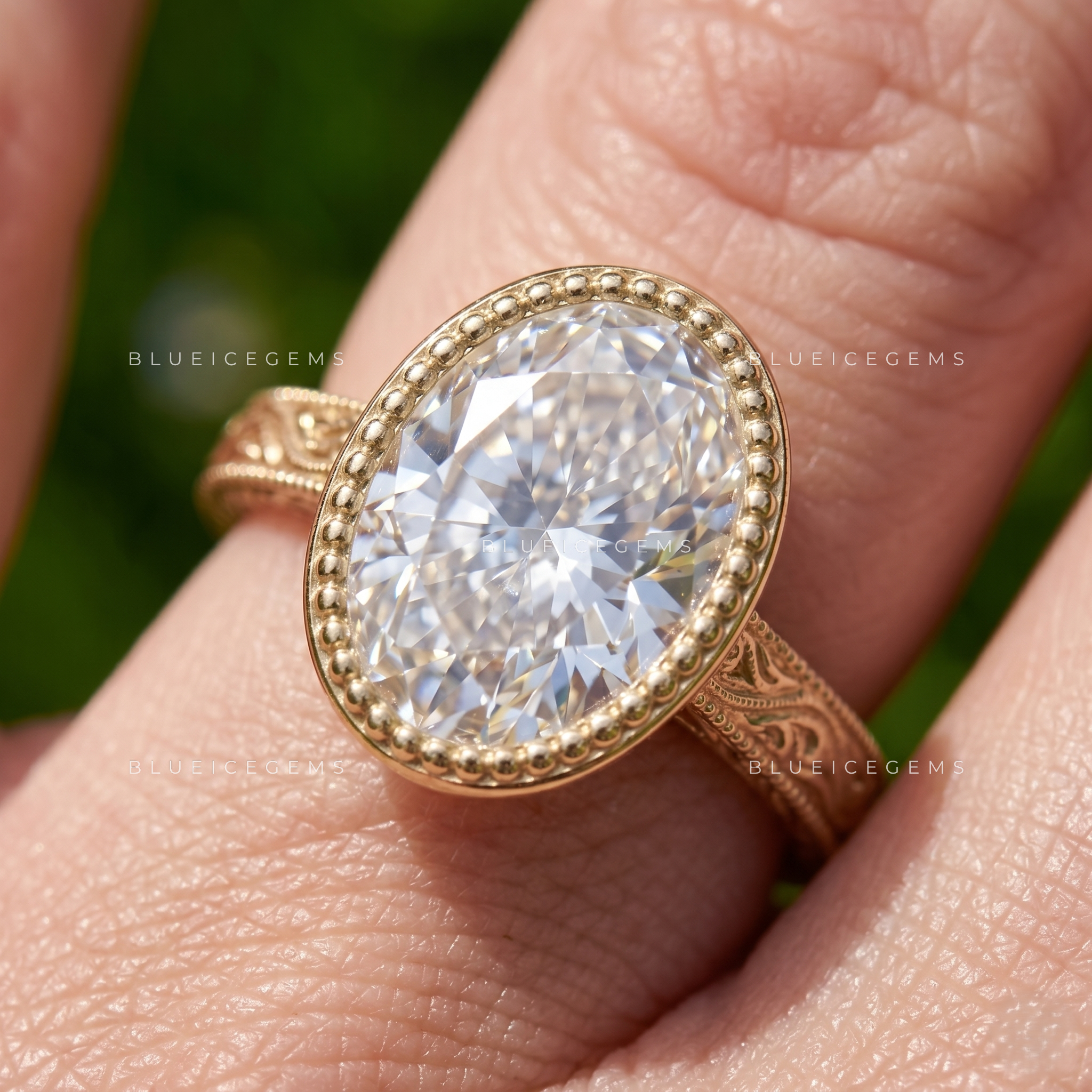 Victorian Whisper Oval Brilliant Vintage Milgrain Engagement Ring