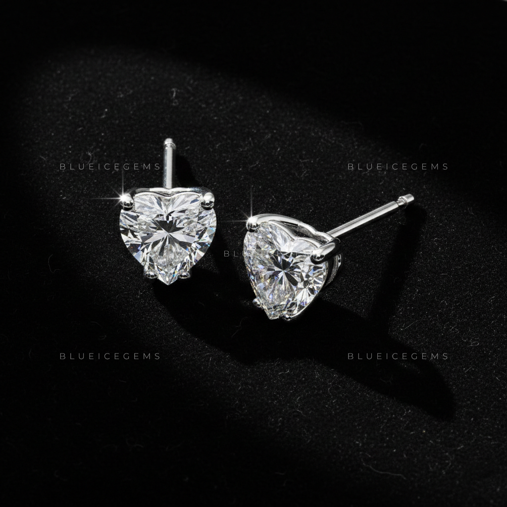 The Amour Radiance: Heart Diamond Stud Earrings