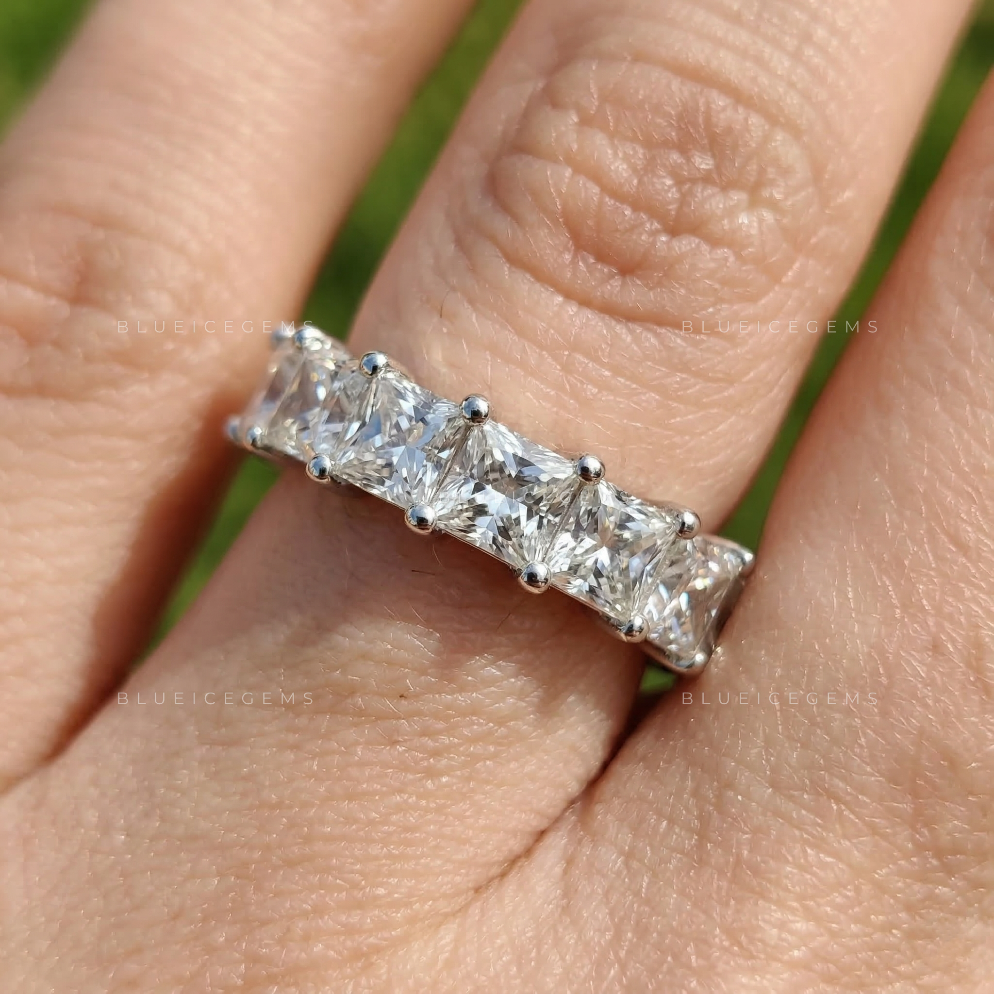 Geometric Majesty Princess Cut Eternity Band