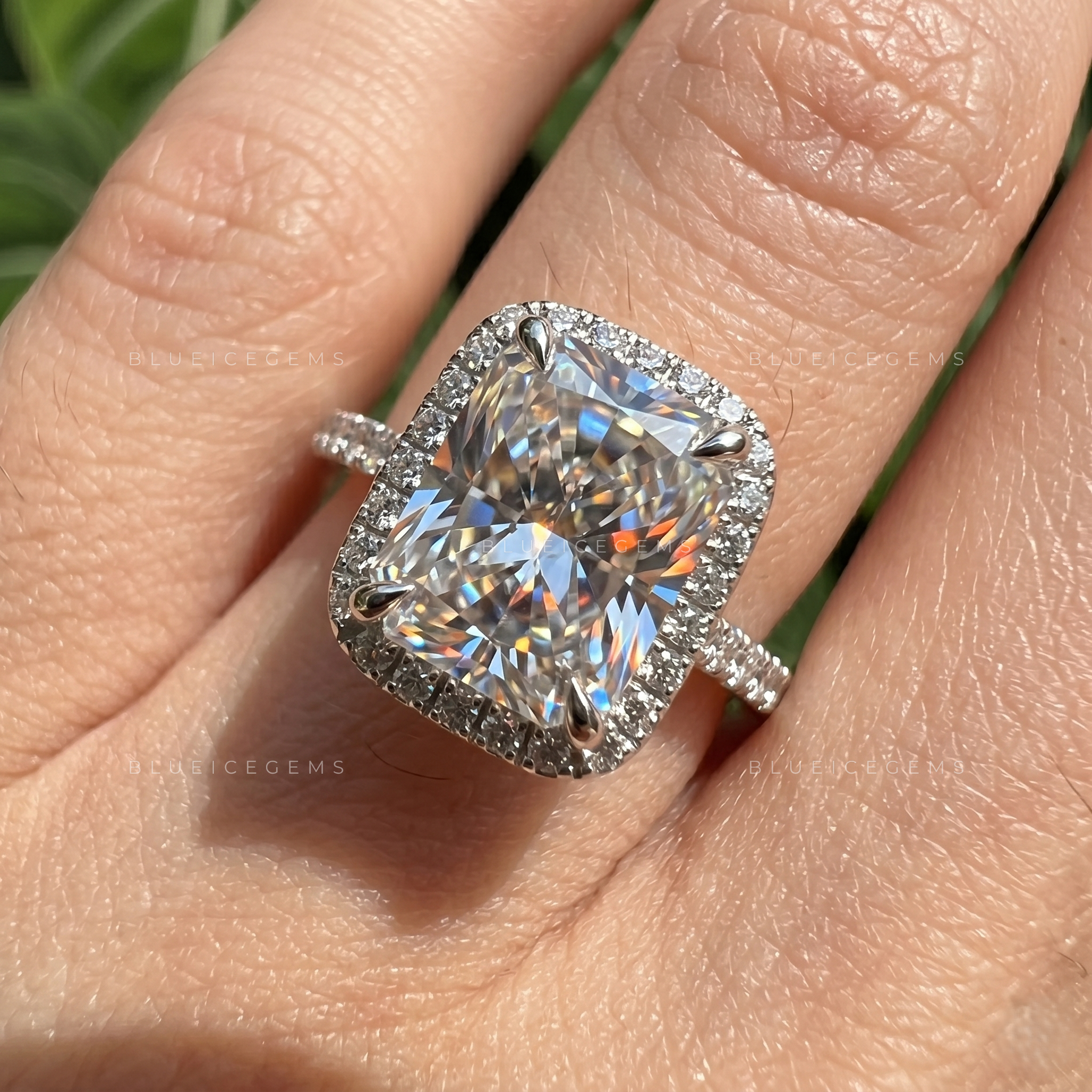 Dazzling Majesty Radiant Cut Halo Engagement Ring