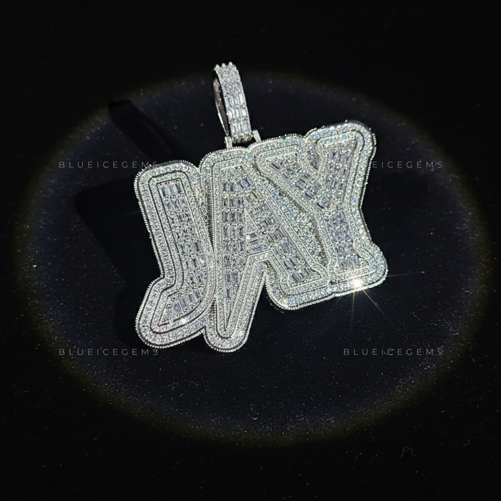 "JAY" Custom Baguette & Round Diamond Pendant