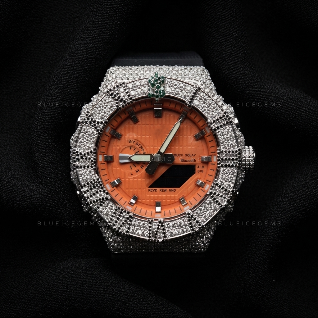 Green Money Crown Iced Watch – VVS1 Moissanite