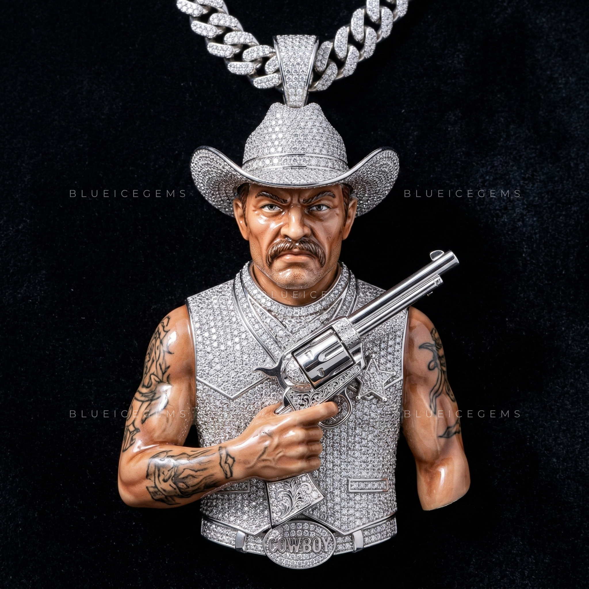 The "Outlaw" Marshal: 3D Cinematic Portrait & Iced-Out Western Sovereign