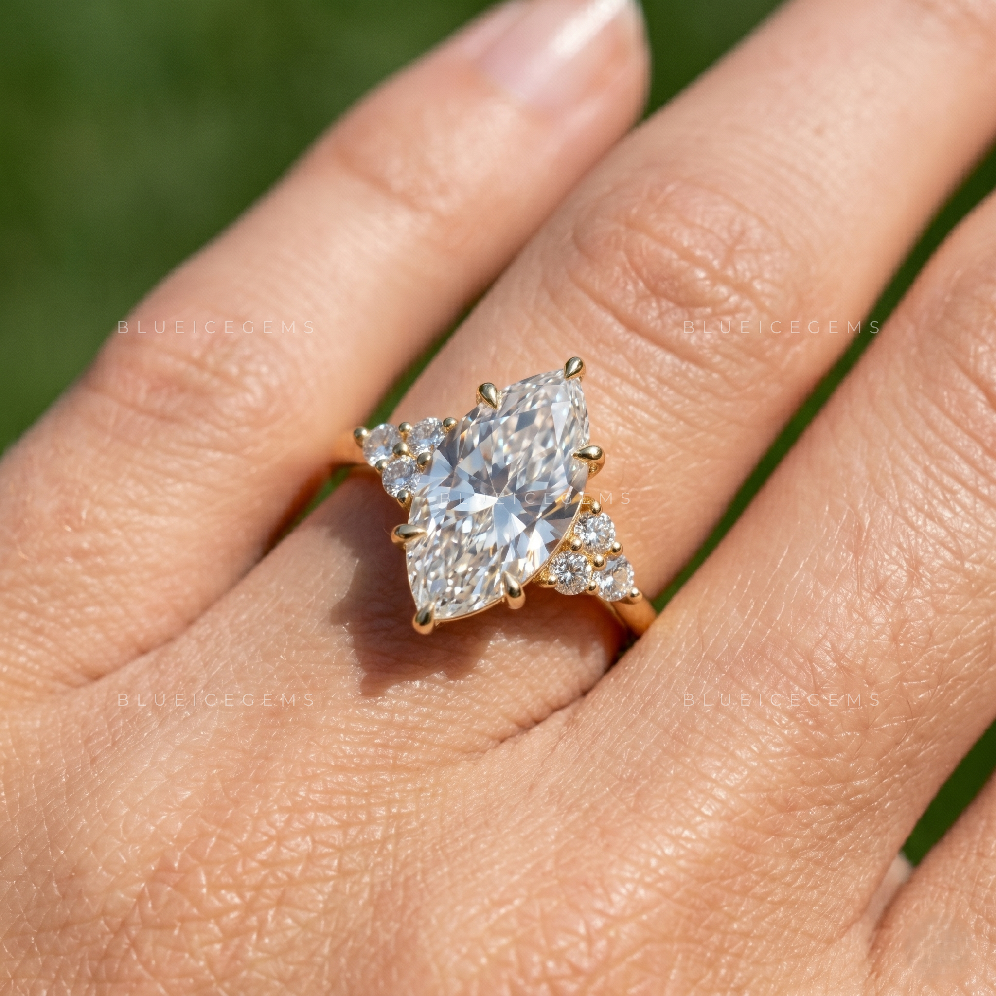 Aurelia Marquise Cut Certified Brilliant Accent Solitaire Engagement Ring