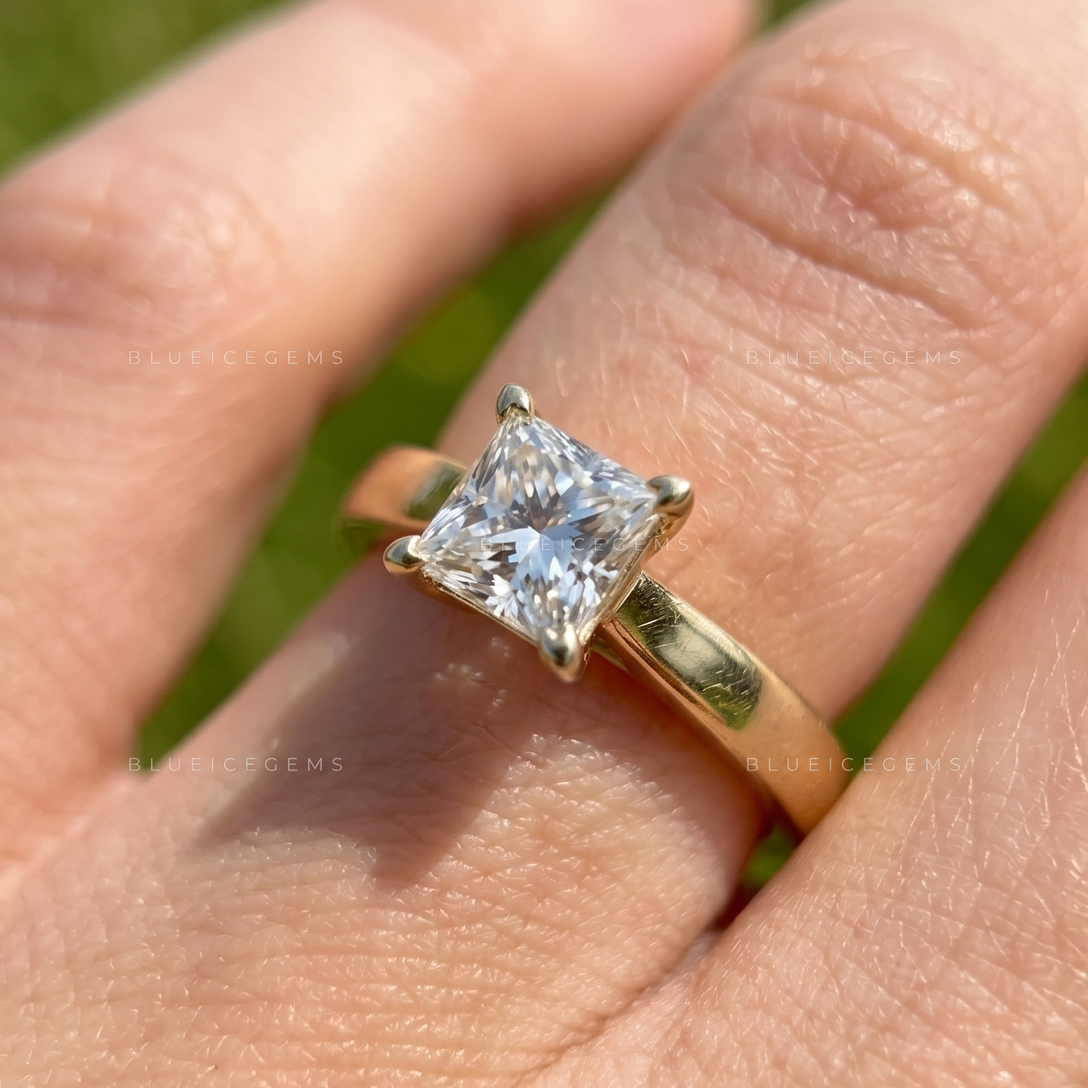 Elegant Allure Princess Cut Tapered Shank Engagement Ring