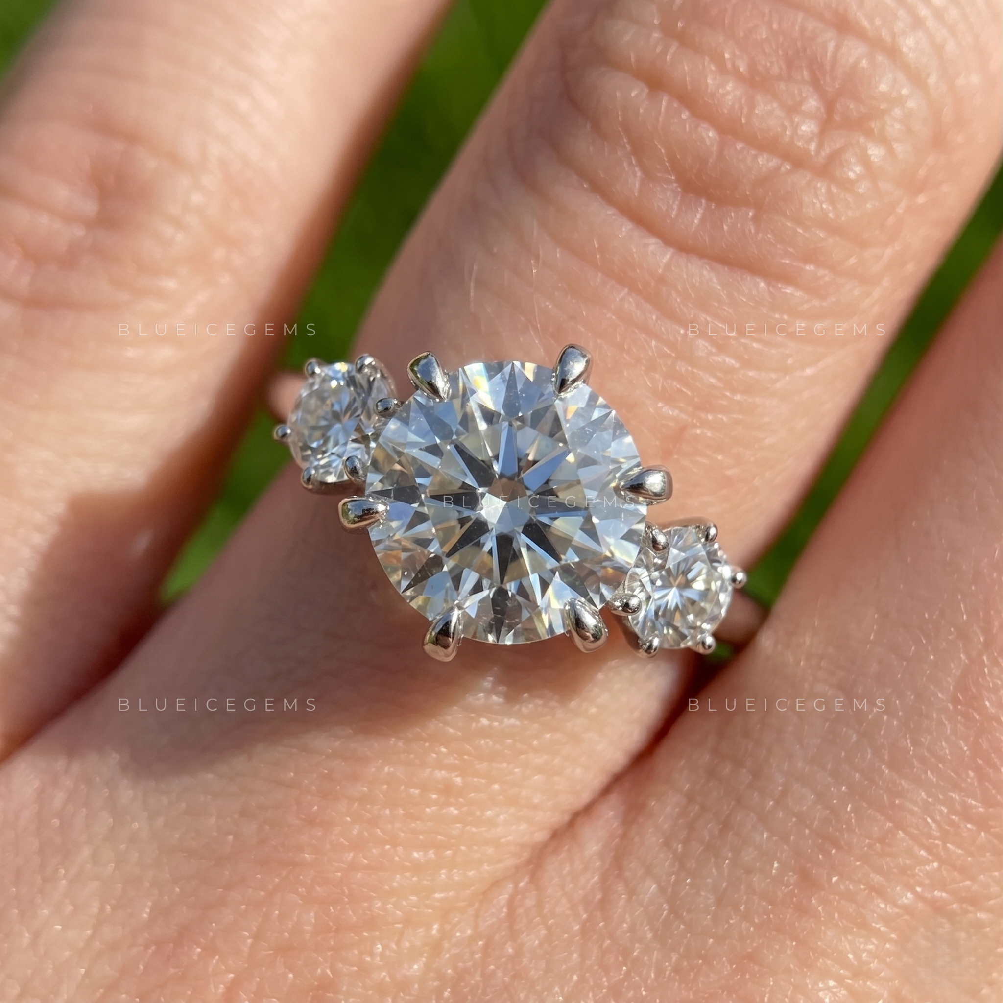 Classic Splendor Round Cut Three Stone Engagement Ring