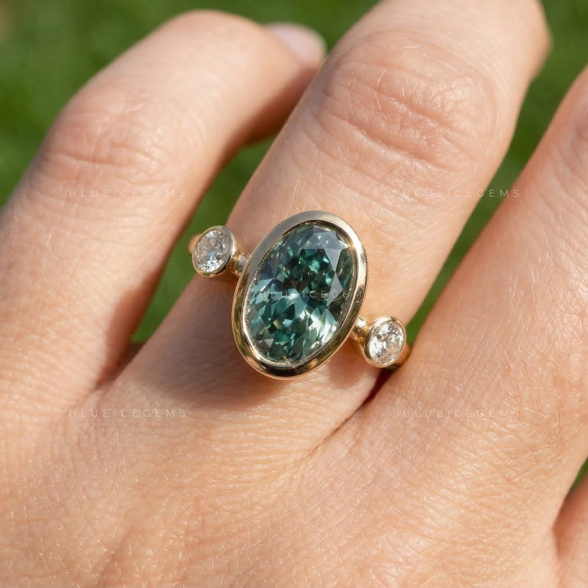 Emerald Forest Oval Cut Pavé Engagement Ring