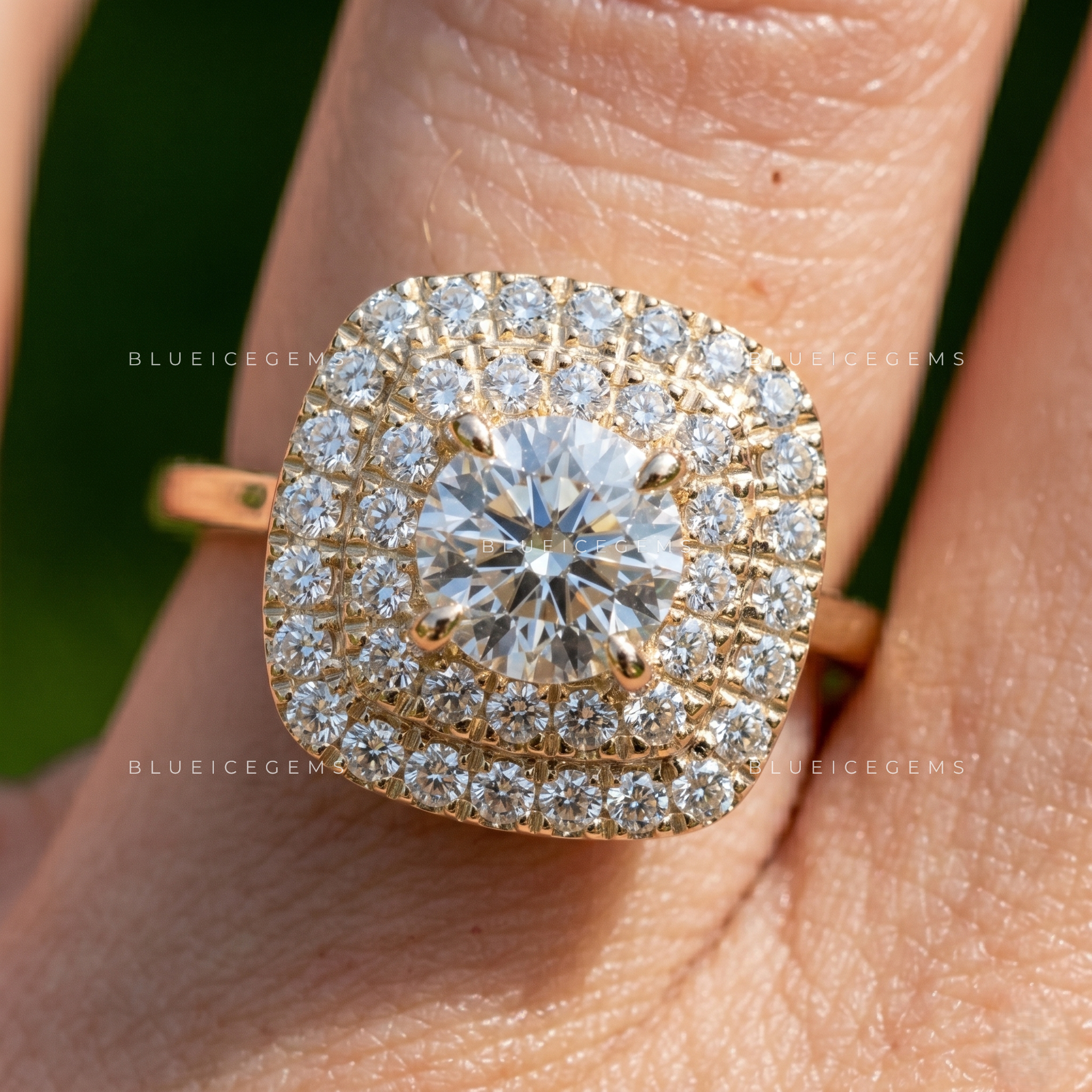 Enchanted Sparkle Round Cut Side Stone Engagement Ring