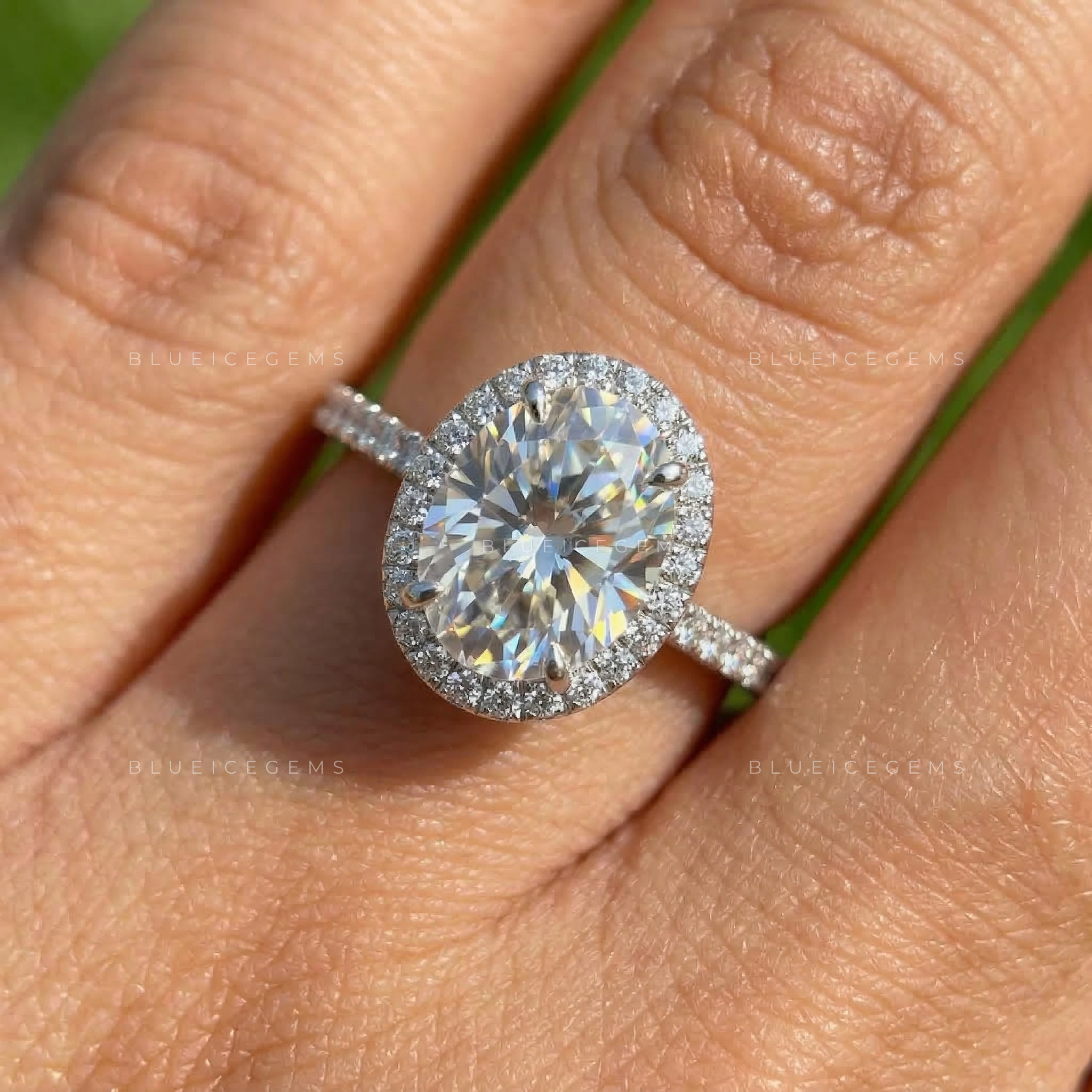 Ethereal Oval Cut Scalloped Halo Ring