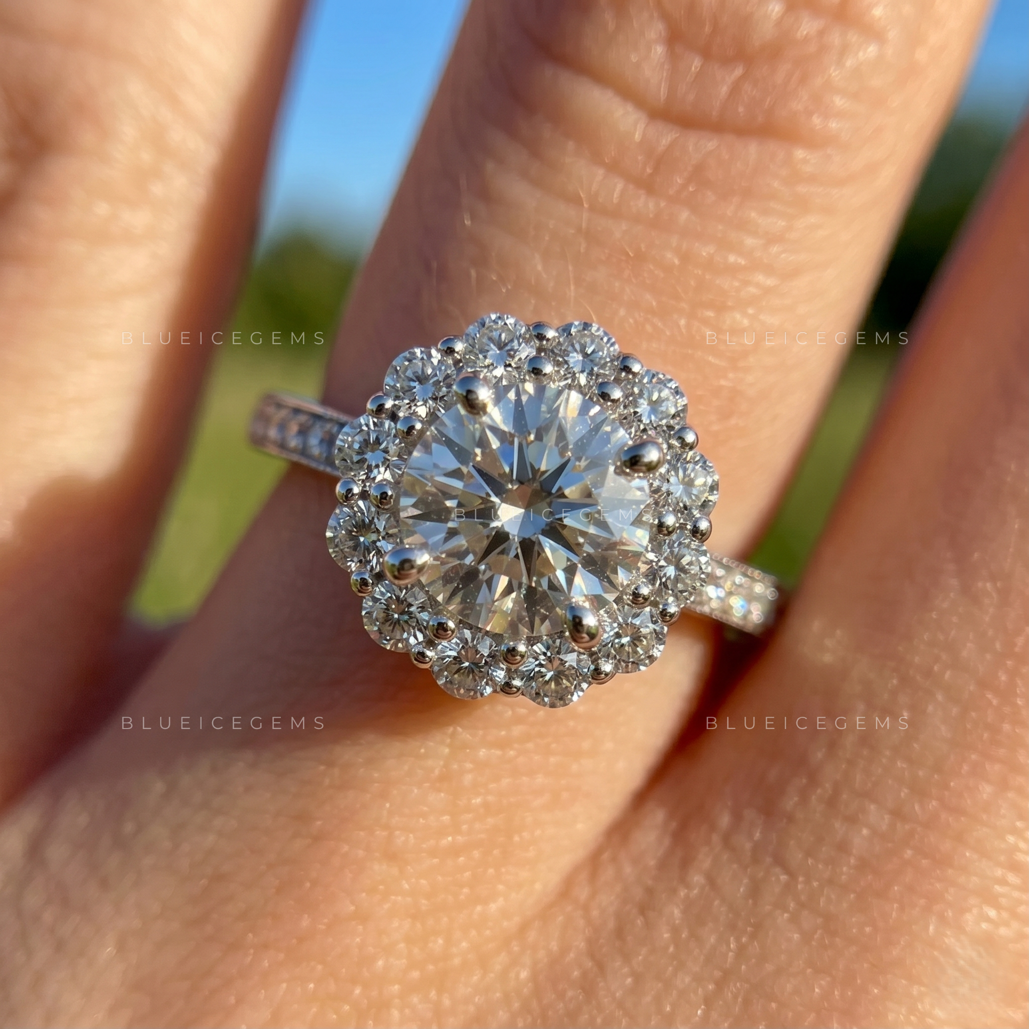 Vintage Splendor Round Brilliant Cut Halo Engagement Ring