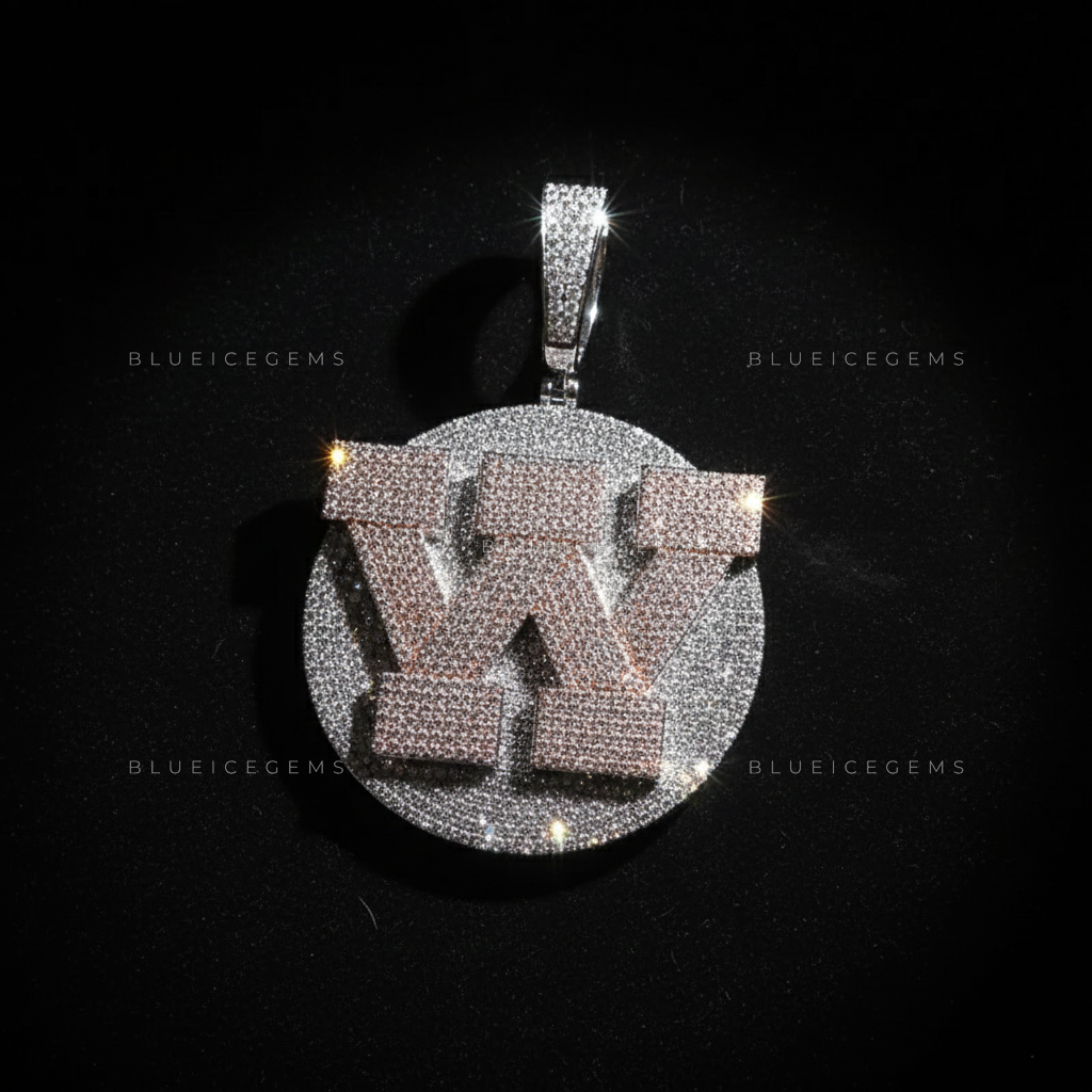"W" Custom Two-Tone Spinner Pendant