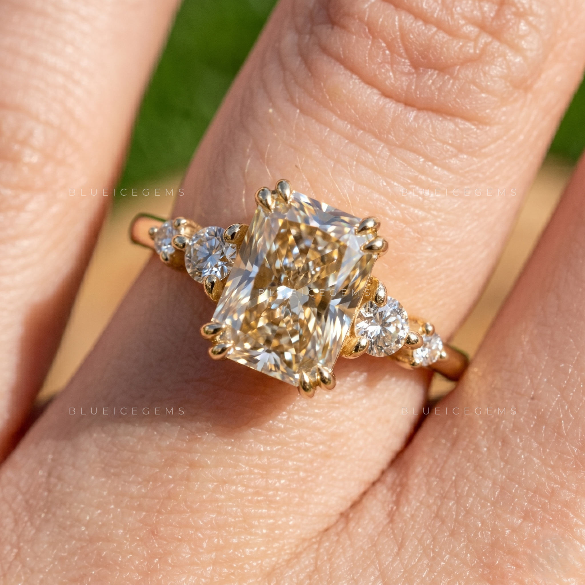Graceful Spark Radiant Cut Accent Engagement Ring