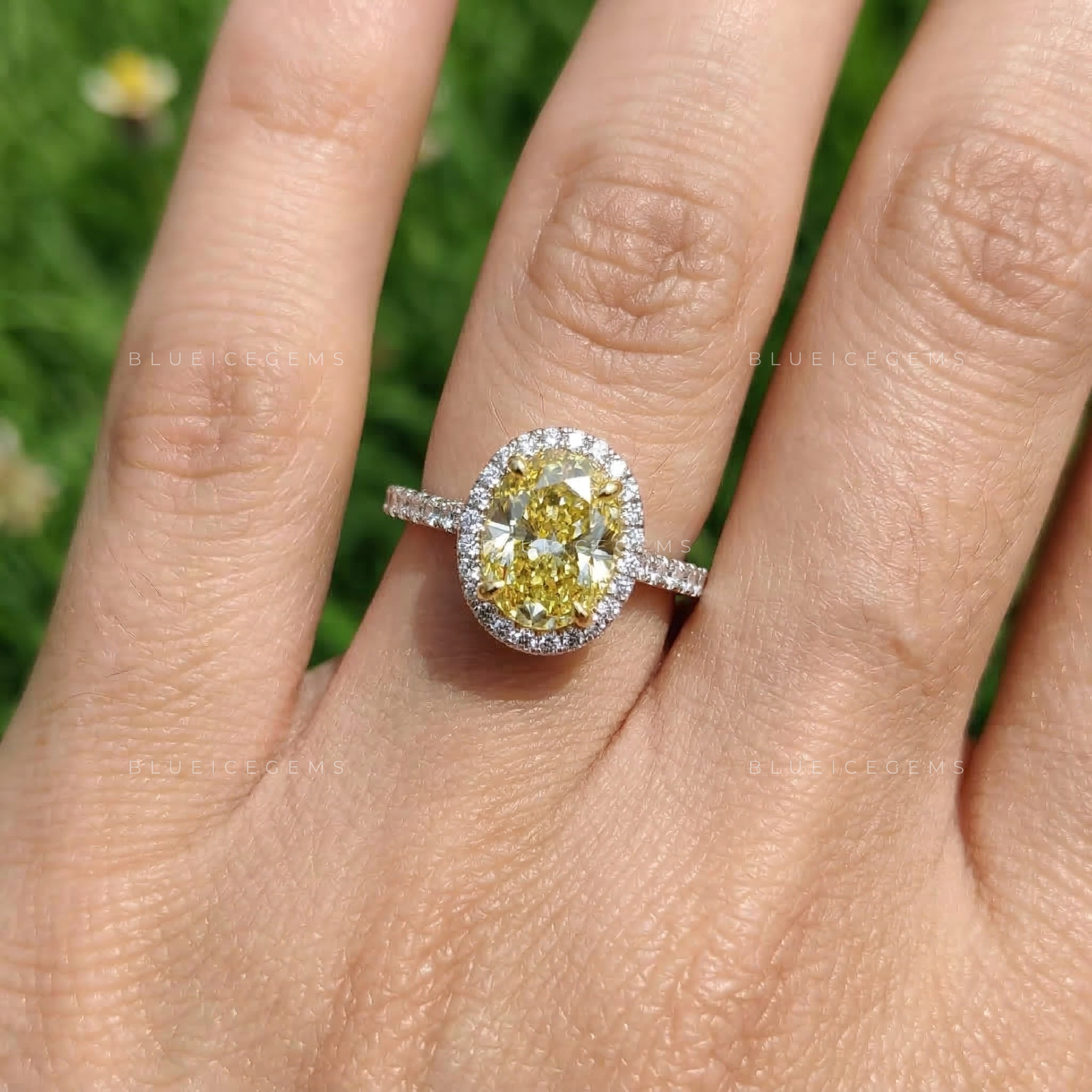 Radiant Canary Oval Cut Halo Ring