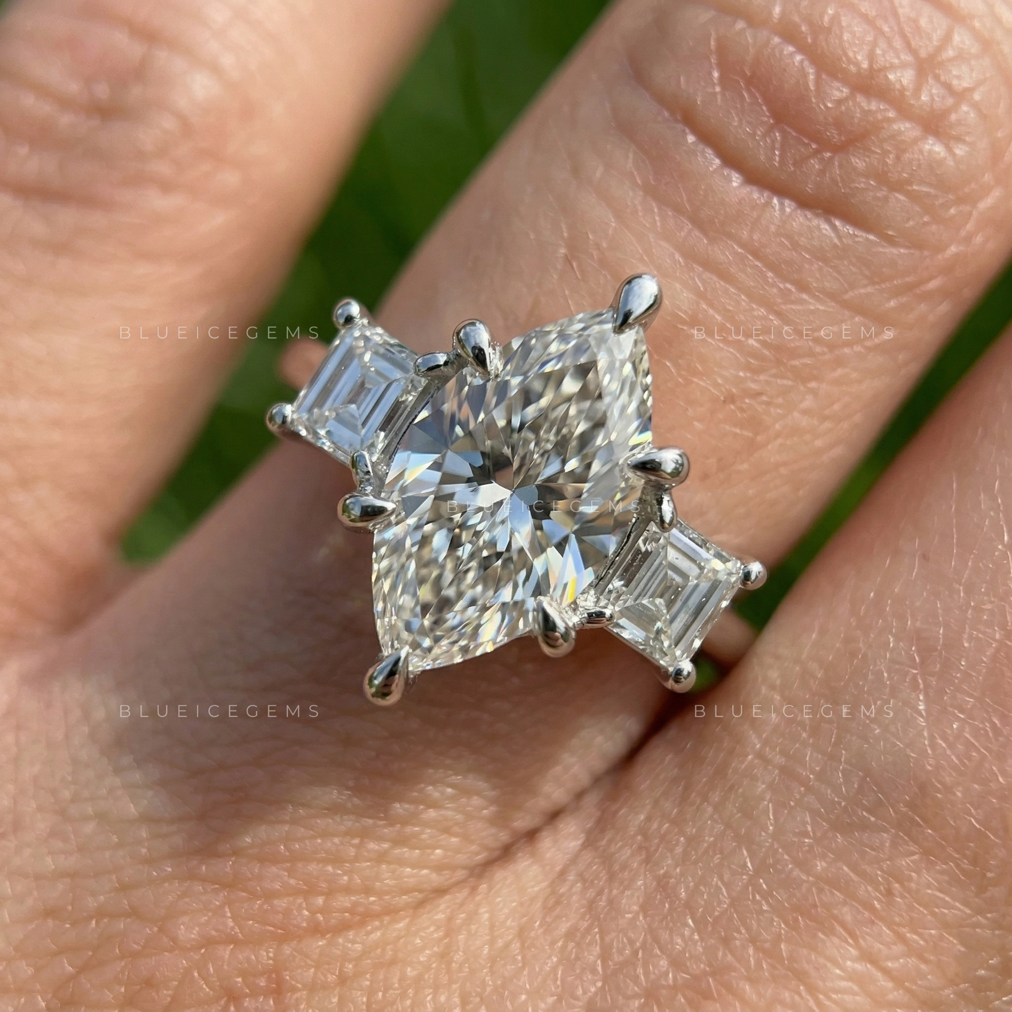 Imperial Sophistication Dutch Marquise and Princess Cut Trilogy Ring