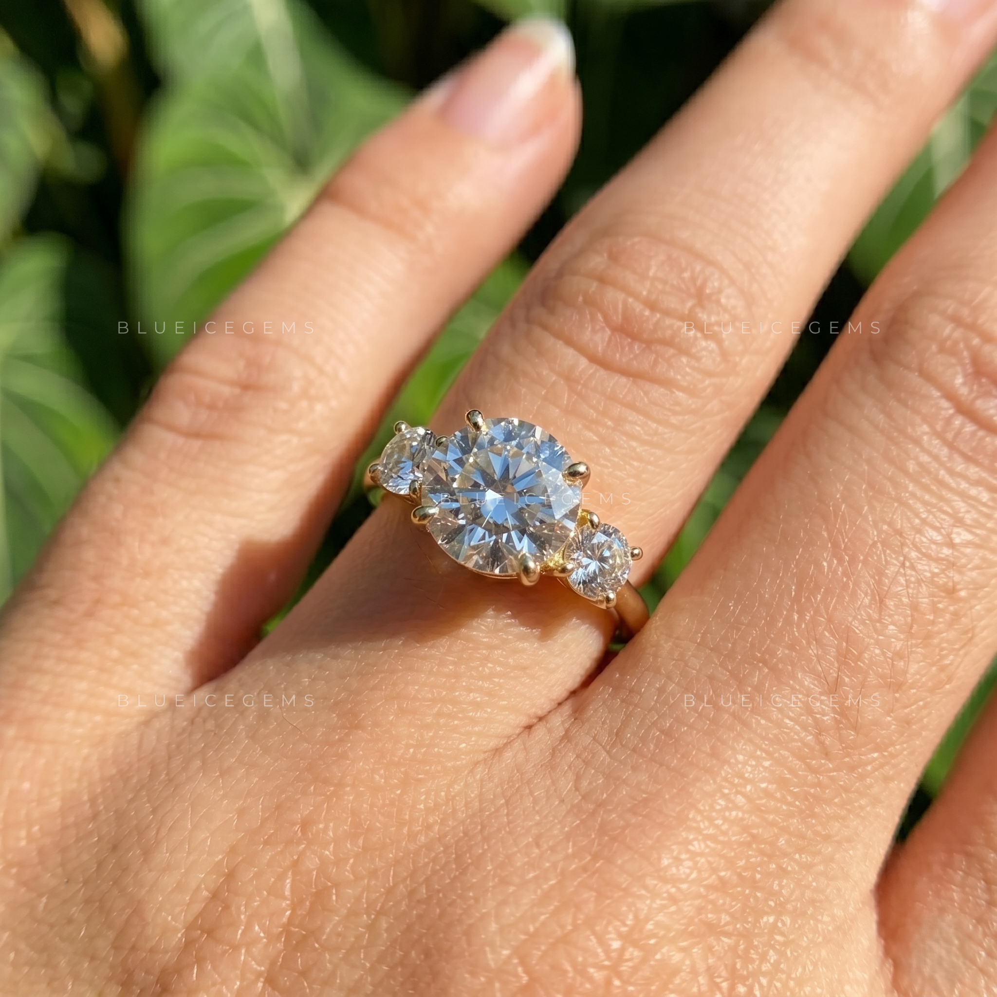 Eternal Harmony Round Cut Three Stone Trilogy Engagement Ring