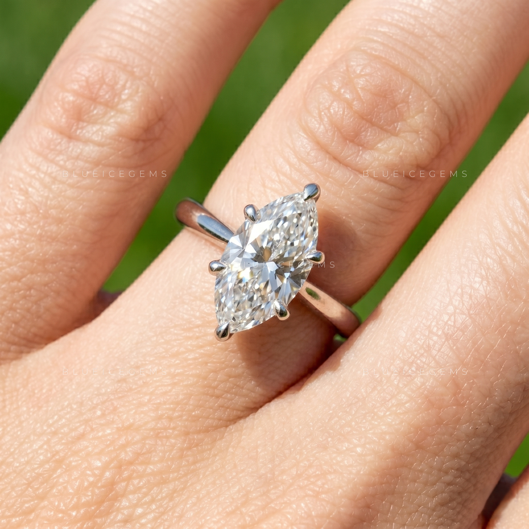 Marquise Cut Solitaire Engagement Ring with Exceptional Brilliance