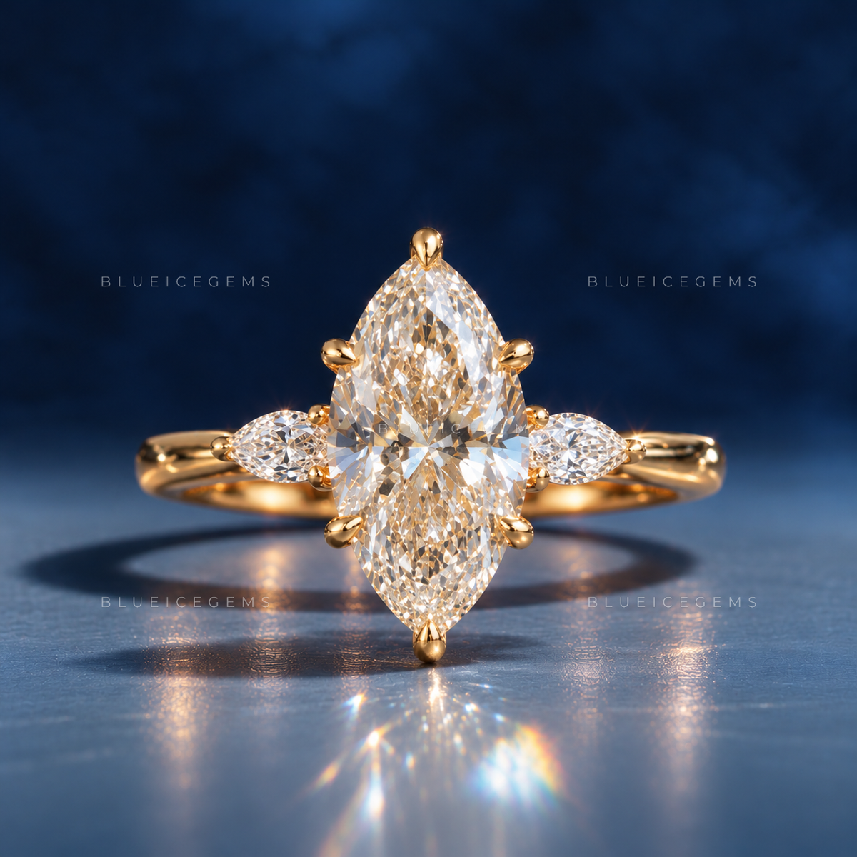 Romantic Radiance Marquise and Pear Cut Trilogy Engagement Ring