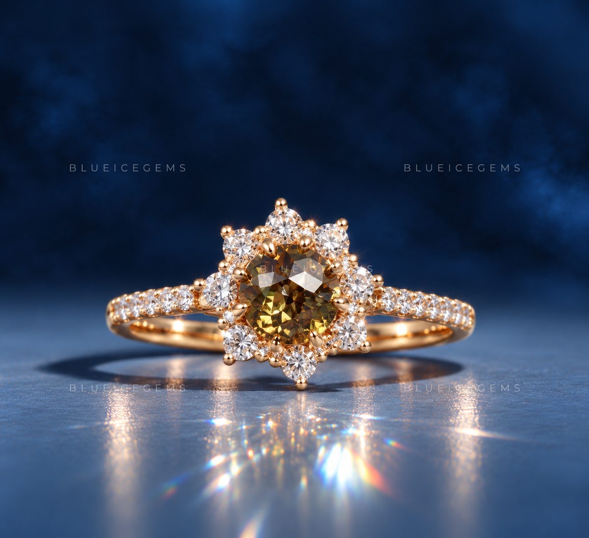 Champagne Vintage Rose Cut Halo Ring
