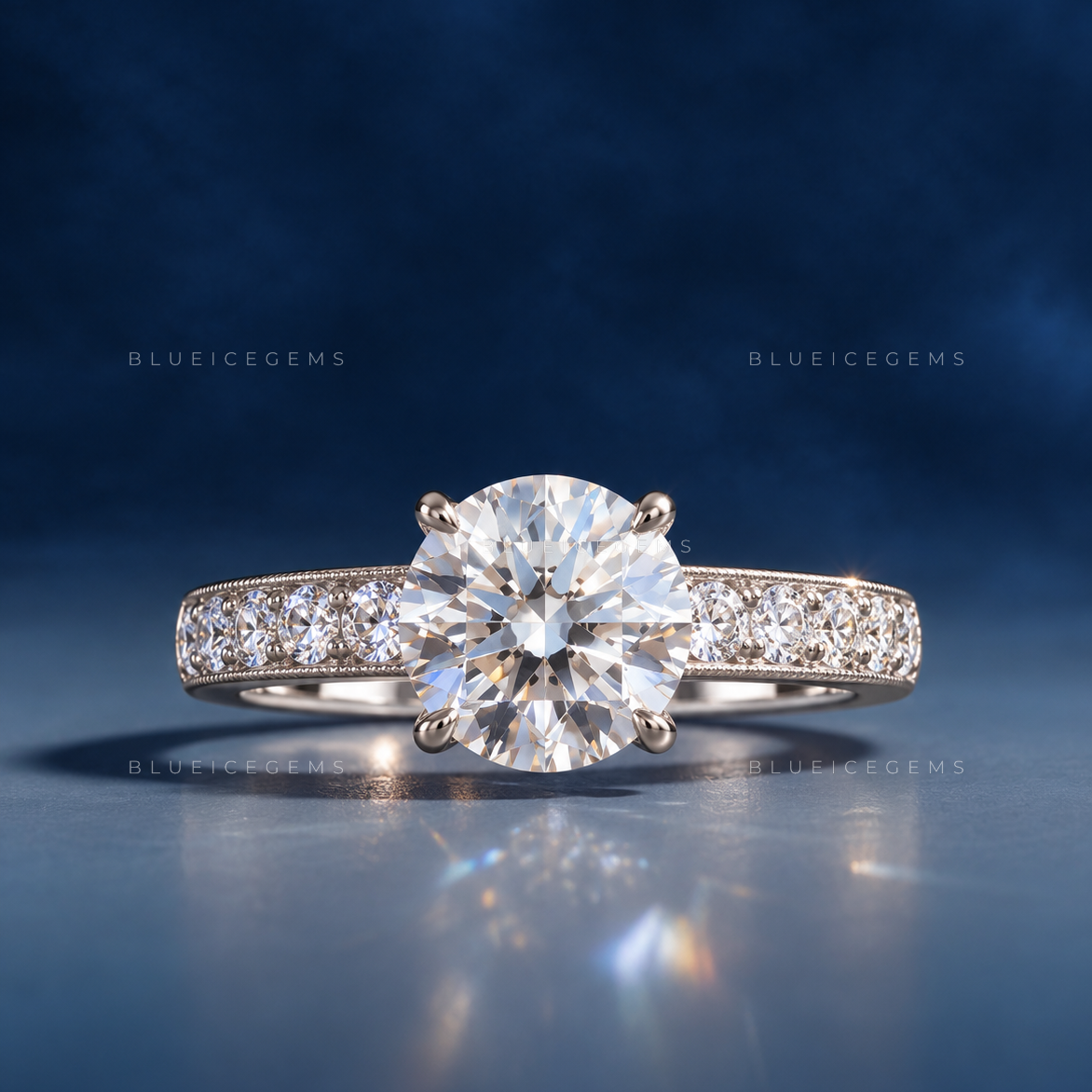 Celestial Radiance Round Brilliant Pavé Engagement Ring