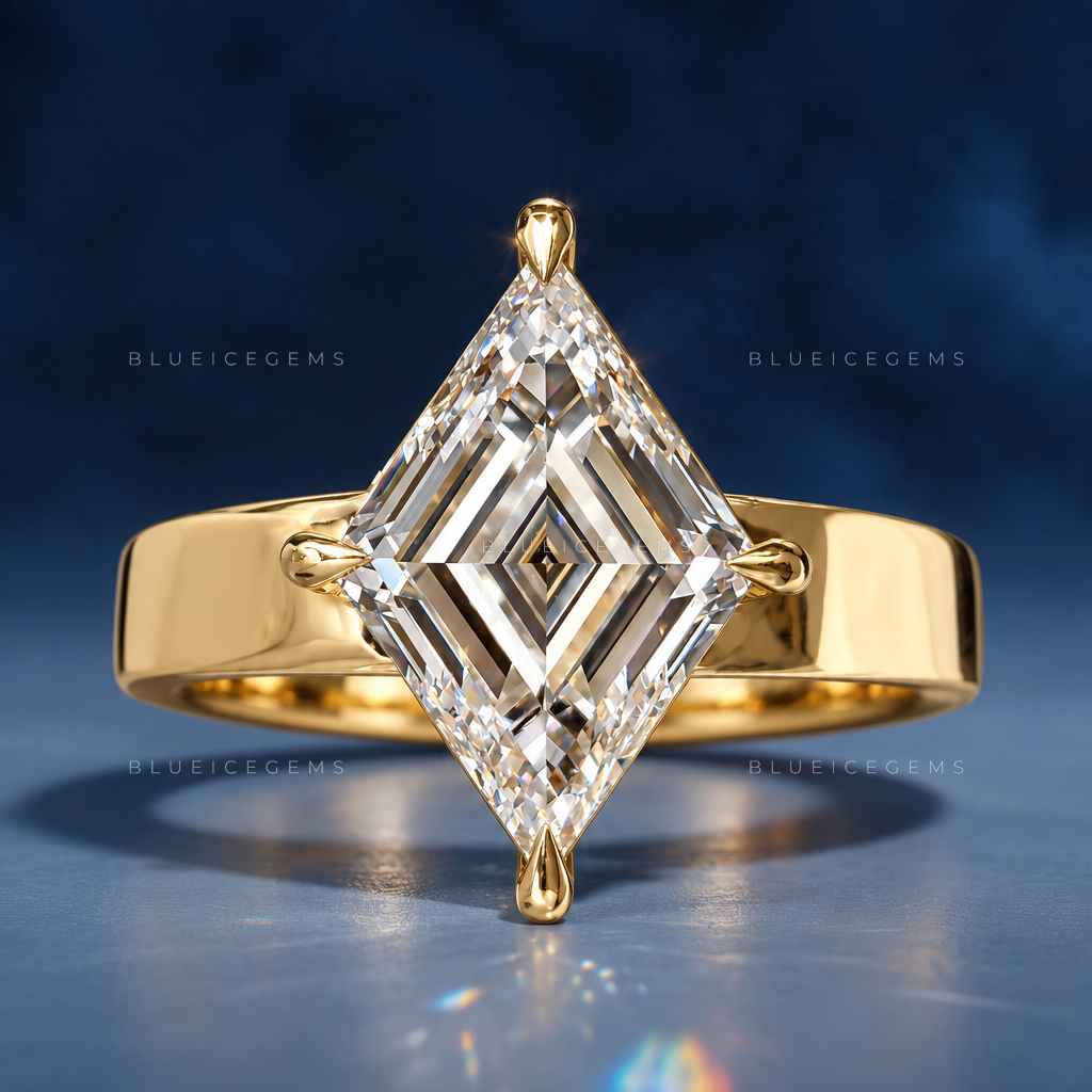 Modern Avant-Garde Lozenge Cut Solitaire Engagement Ring