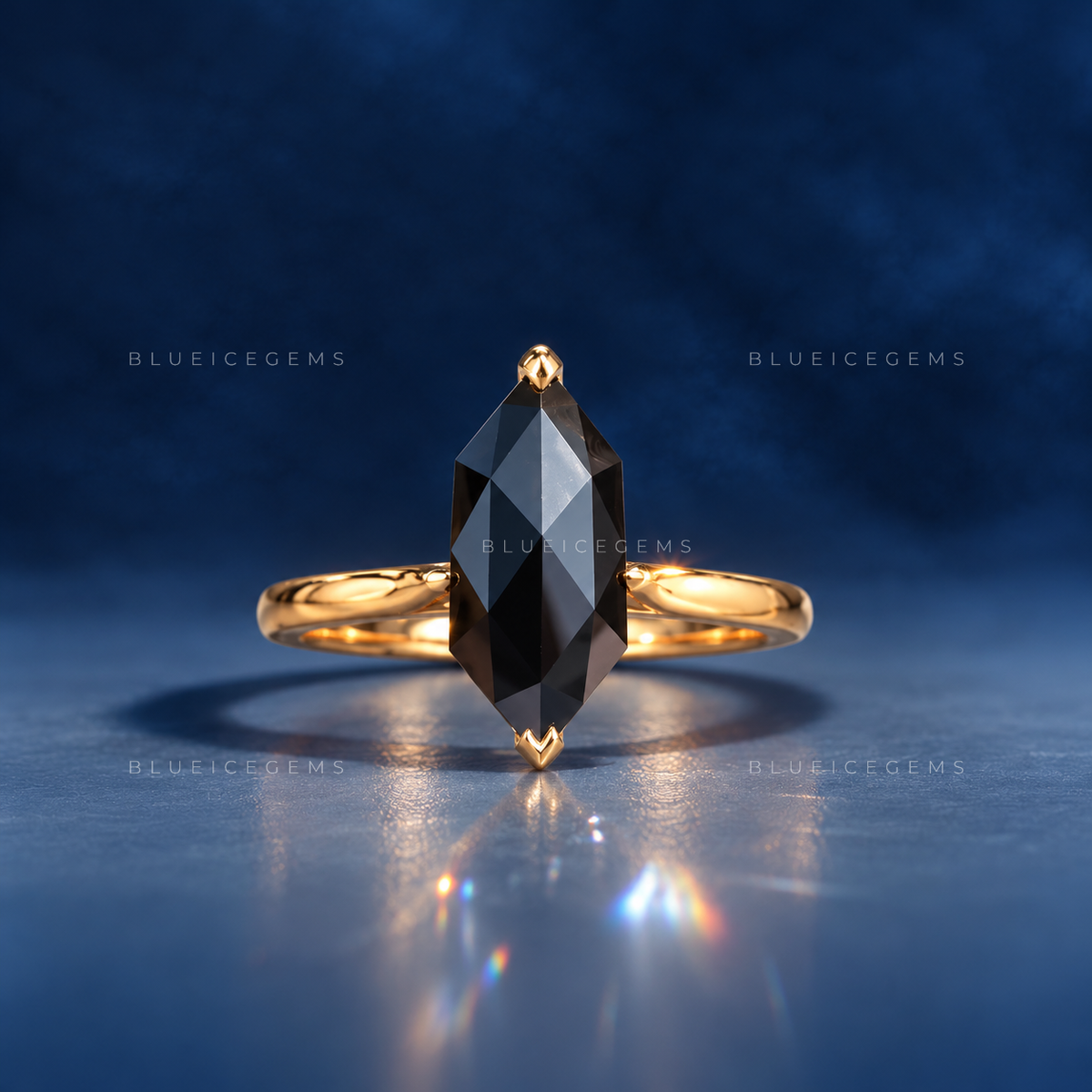 Vintage Noir Dutch Marquise Rose Cut Solitaire Ring