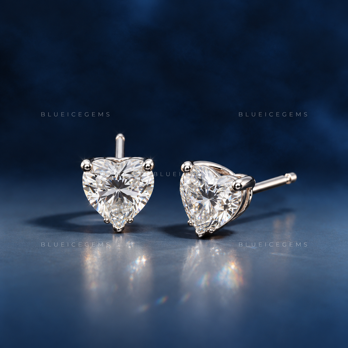 The Amour Radiance: Heart Diamond Stud Earrings