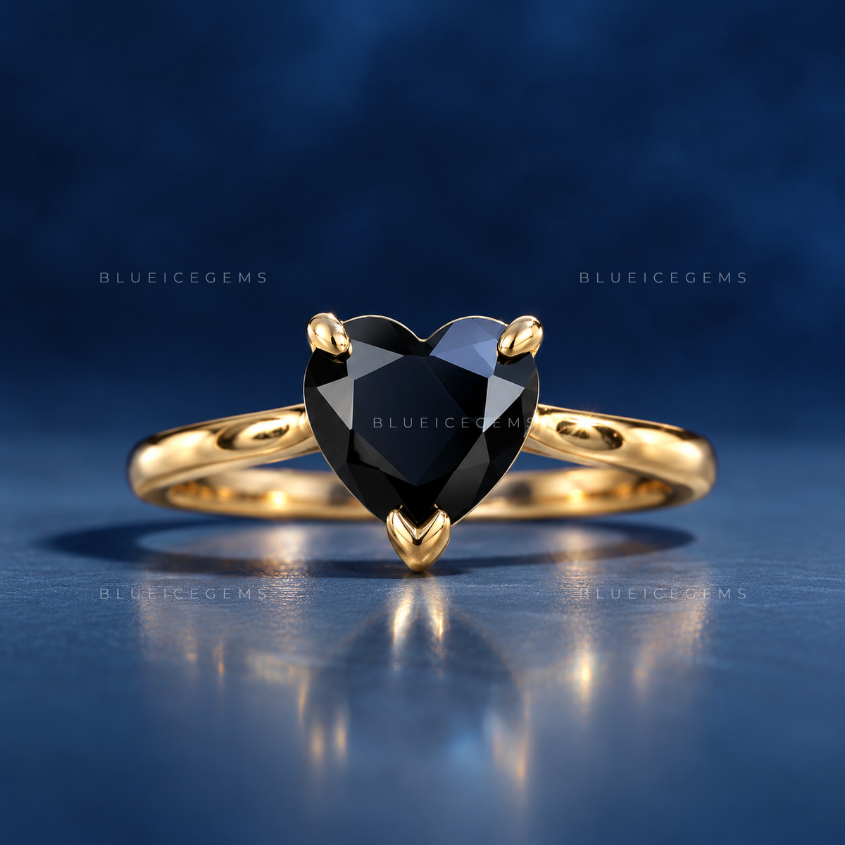 Midnight Noir Heart Cut Black Moissanite Solitaire Ring