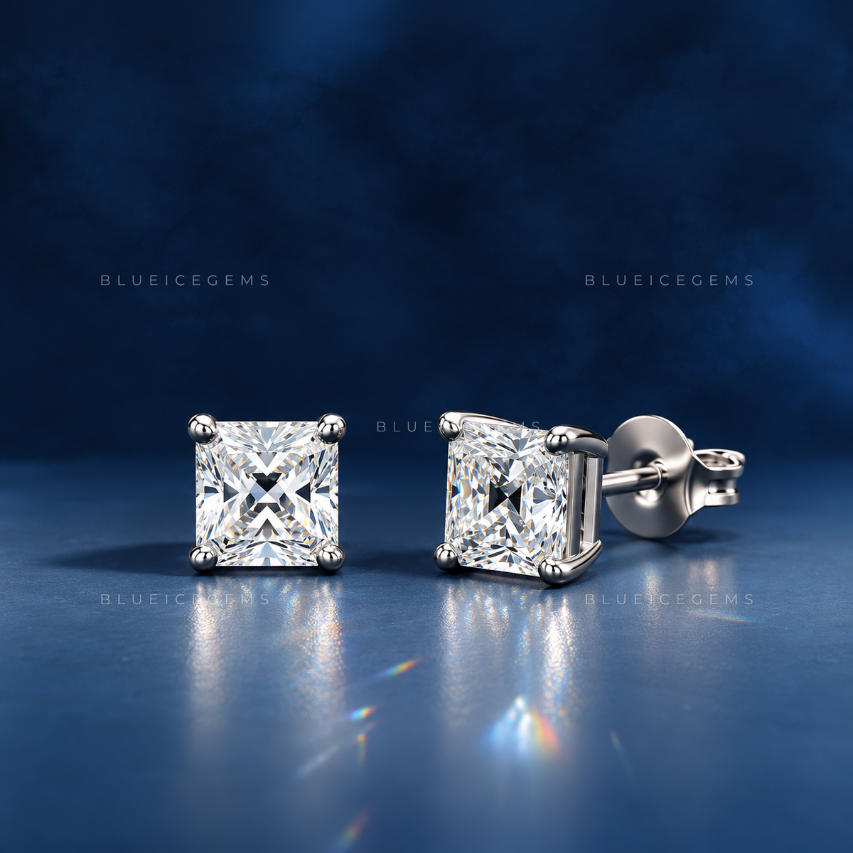 The Deco Prism: Asscher Diamond Stud Earrings