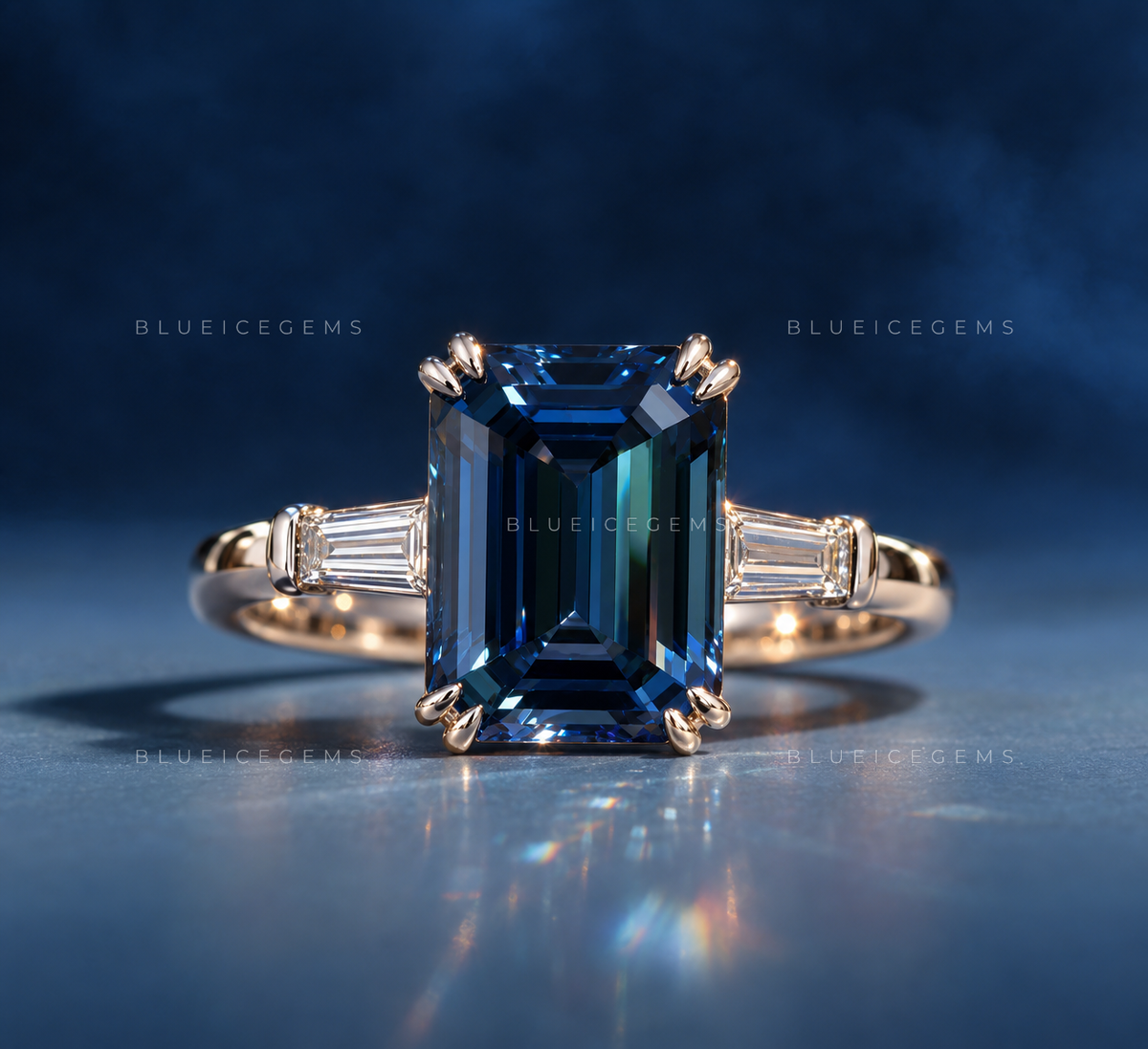 Midnight Majesty Emerald Cut Art Deco Ring