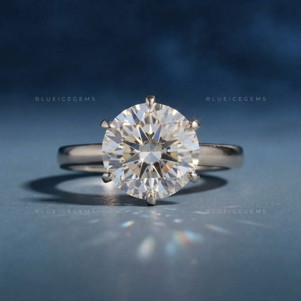 Bold 4 Carat Round Brilliant Cut Solitaire Statement Ring