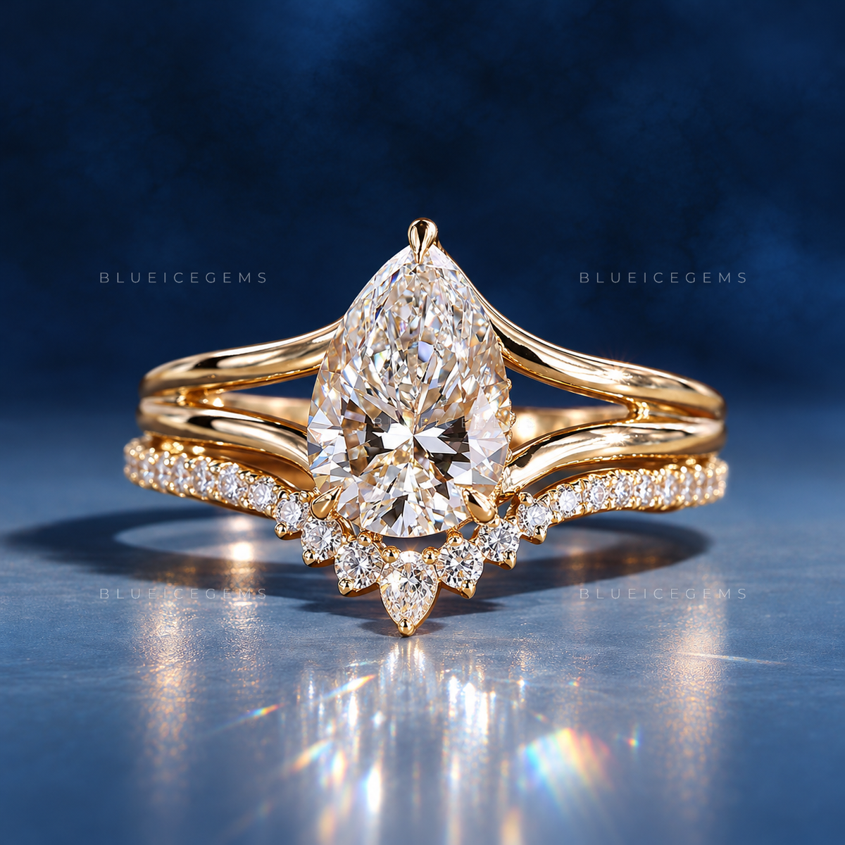 Celestial Pear Cut Engagement Set: The Ultimate Tiara Stacker
