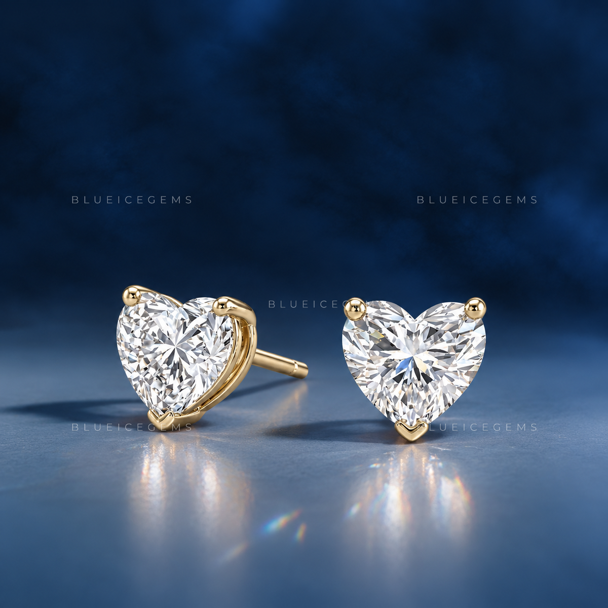 Luminous Heart 3-Prong Lab-Grown Diamond Stud Earrings