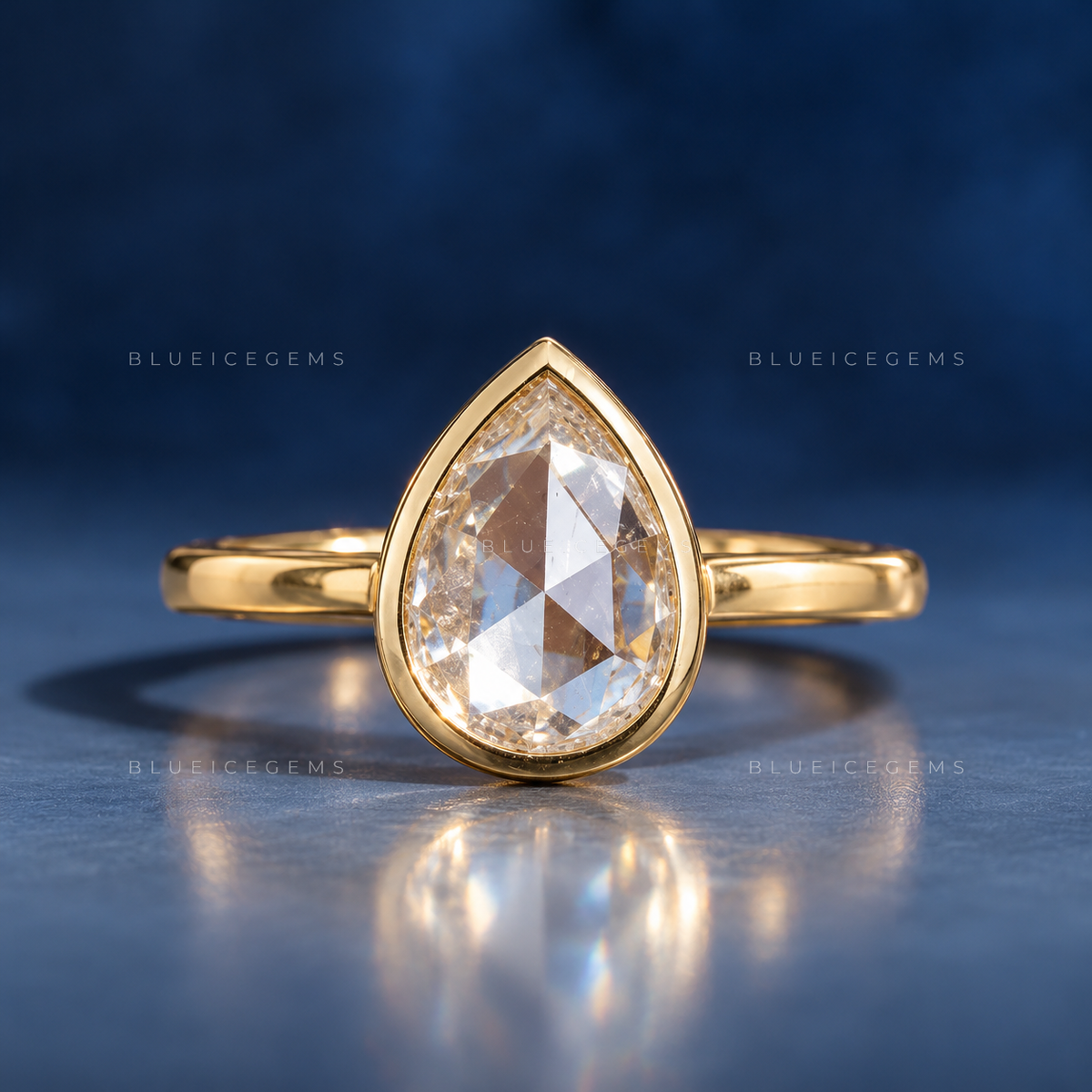 The "Ethereal Aura" Pear Rose Cut Bezel Solitaire – Vintage Soul