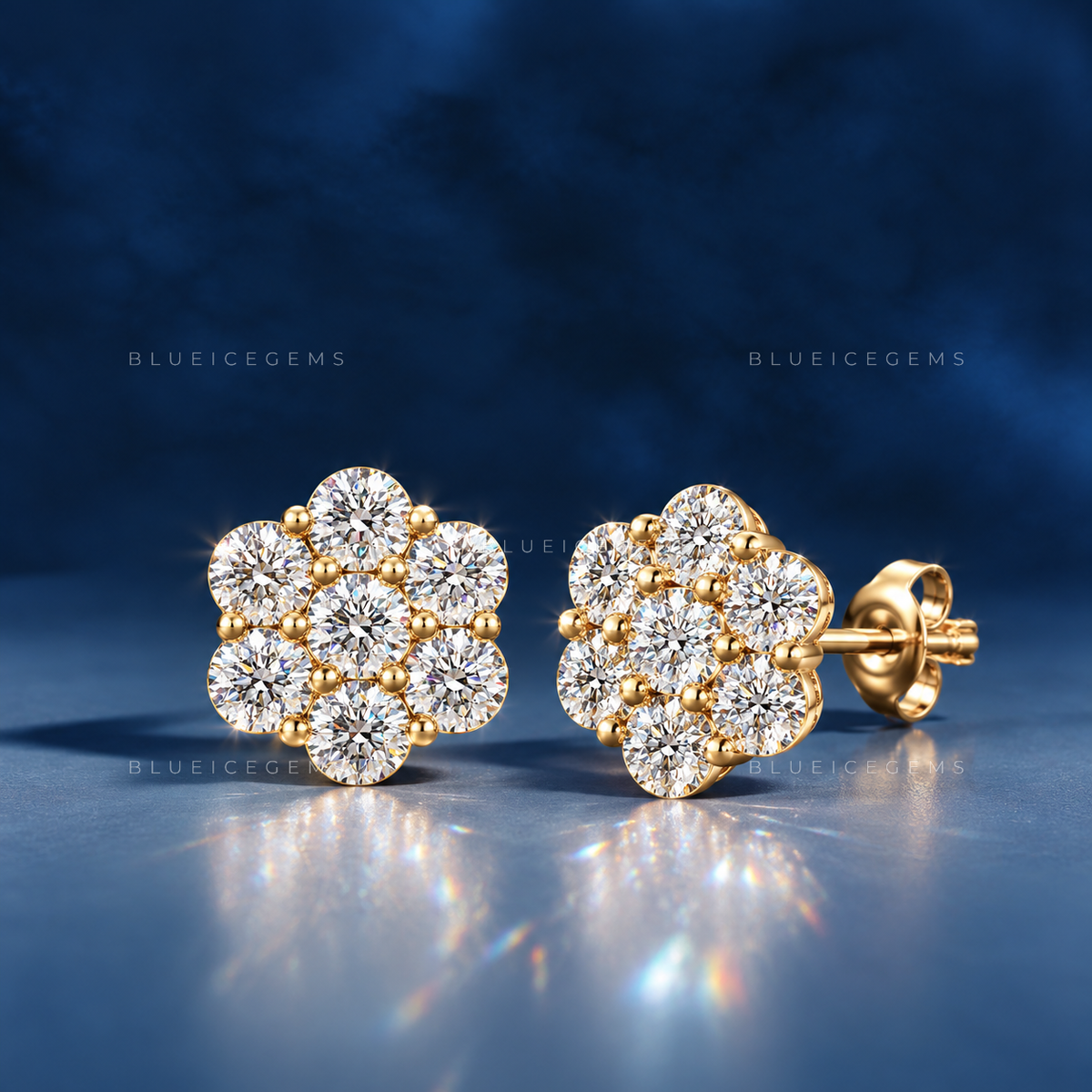 Gardenia Luxe Floral Diamond Cluster Stud Earrings