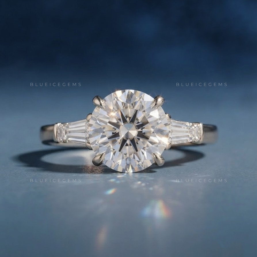 The "Iconic Radiance" Round Statement: Bold Tapered Baguette Ring